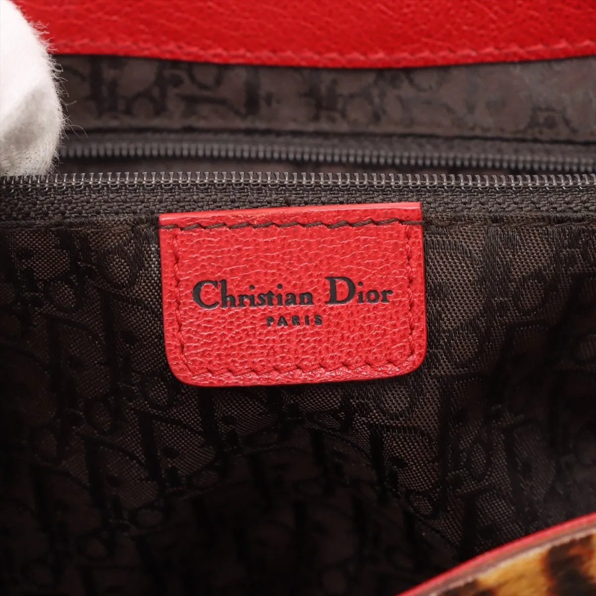 Logo Haraco x Leather Chain Handbag Brown x Red — view 9