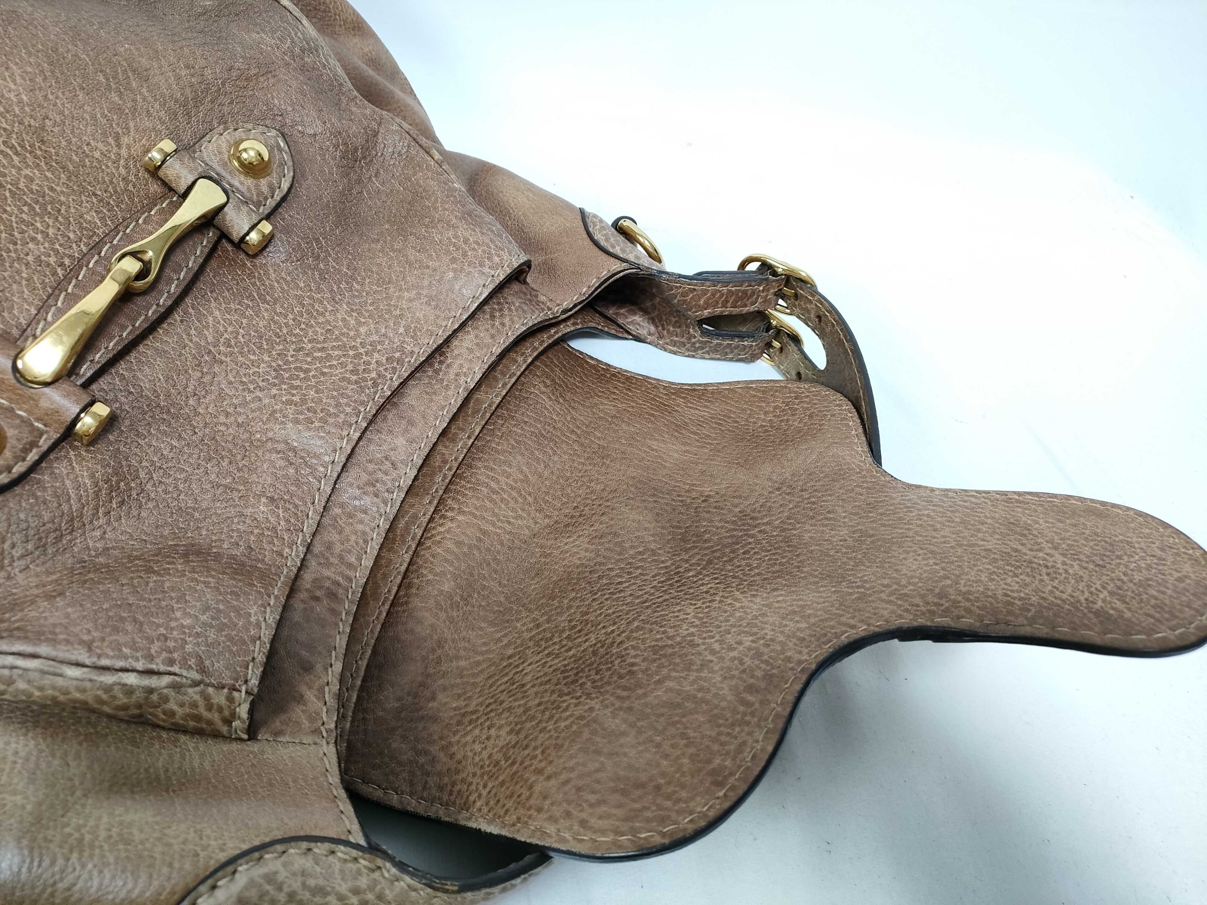 Horsebit One-Shoulder Hobo Handbag, Brown Shoulder Bag — view 13
