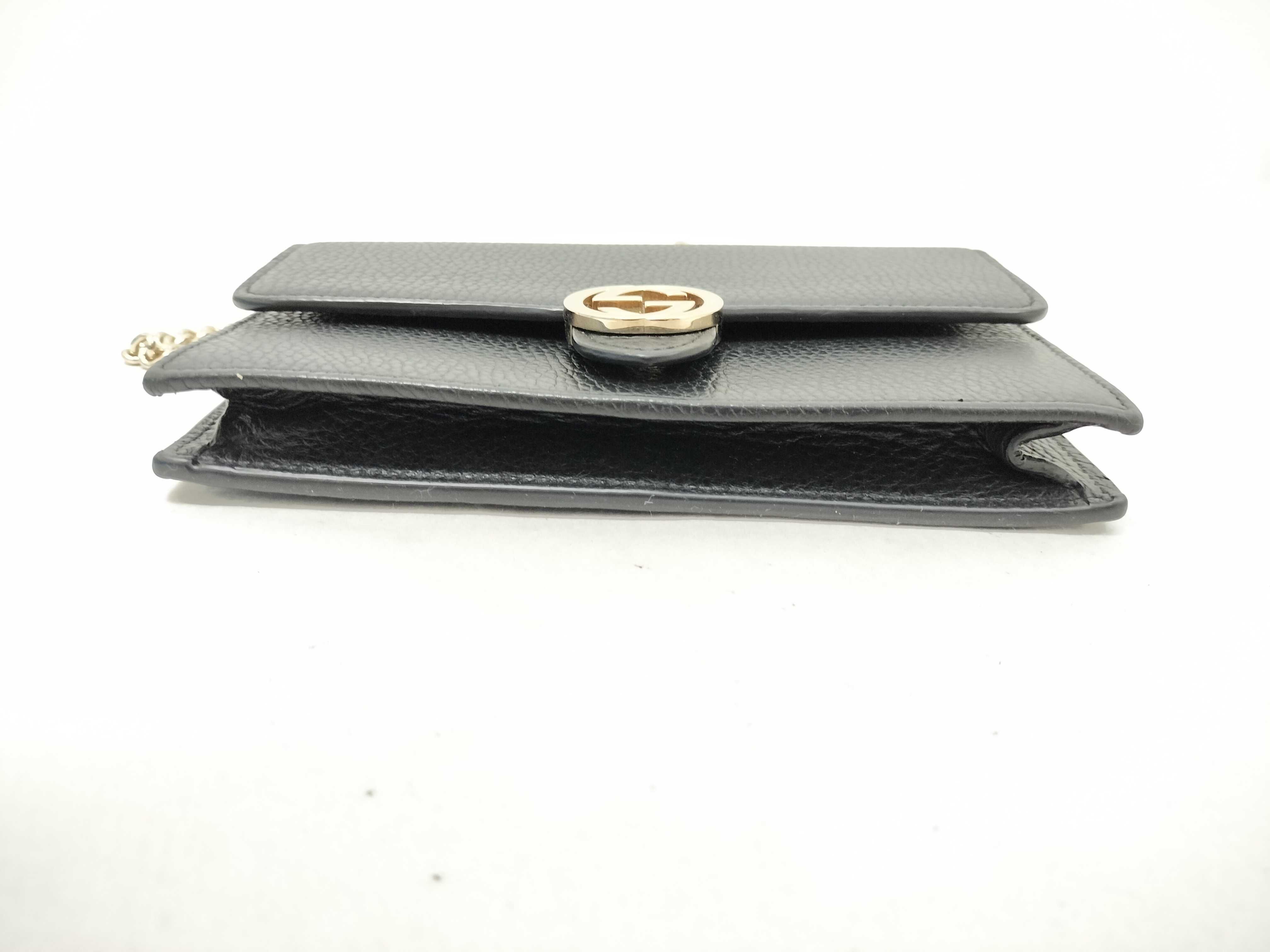 Interlocking Chain Wallet, Black with Gold Hardware, 510314, Shoulder Bag — view 7