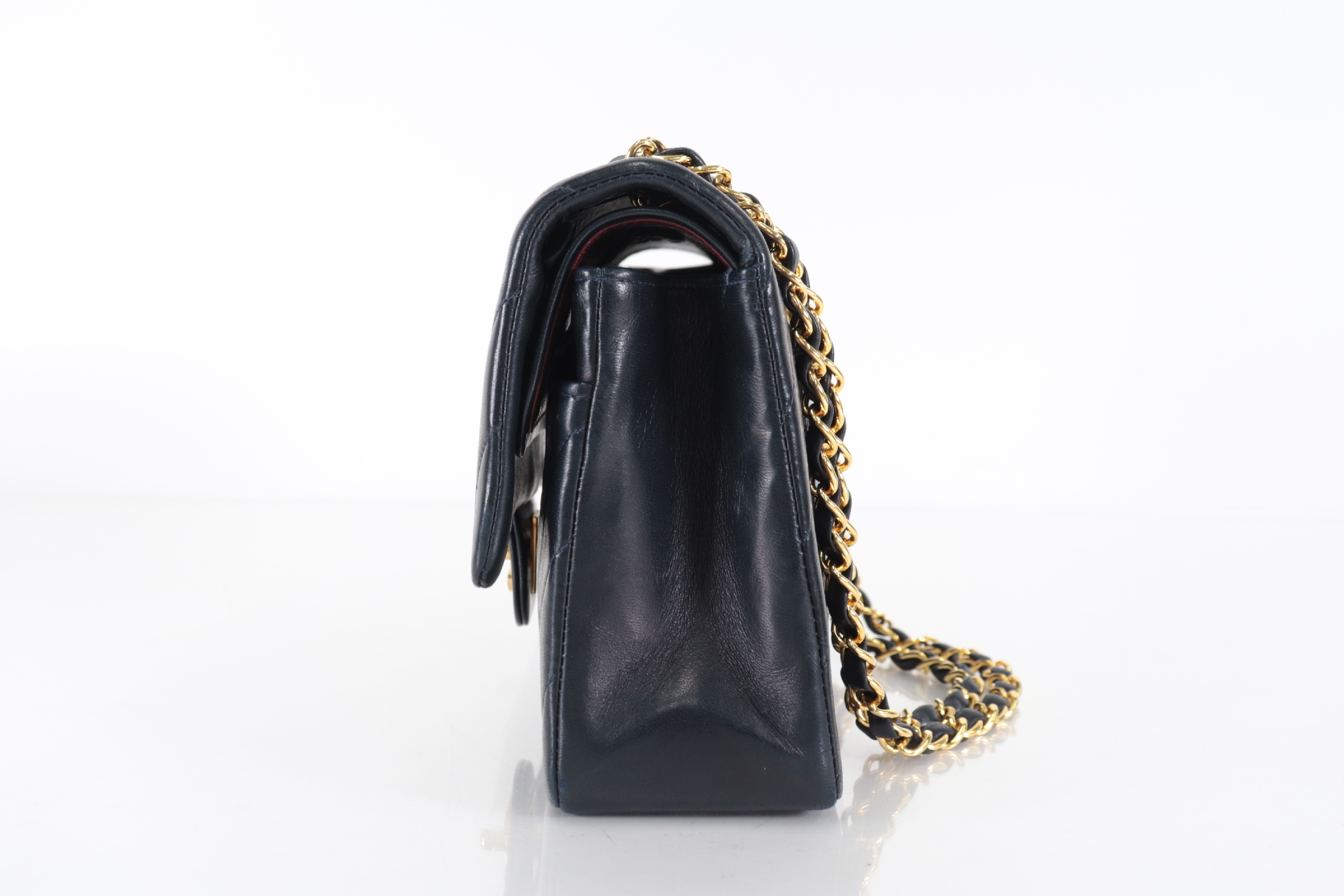 W-Flap 25 Chevron Lambskin Navy Shoulder Bag (Serial Number 2) — view 5