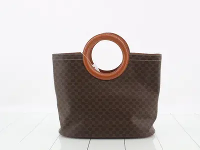 Macadam Circle Logo Handbag, Brown, 30 x 26 x 11 cm