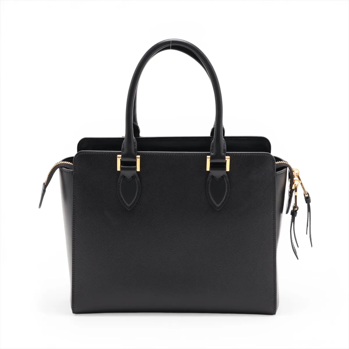 Saffiano Leather 2-Way Handbag, Black — view 2