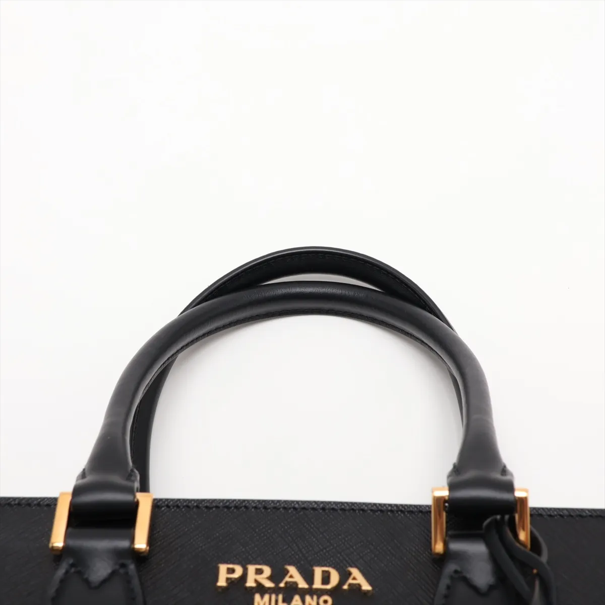 Saffiano Leather 2-Way Handbag, Black — view 6
