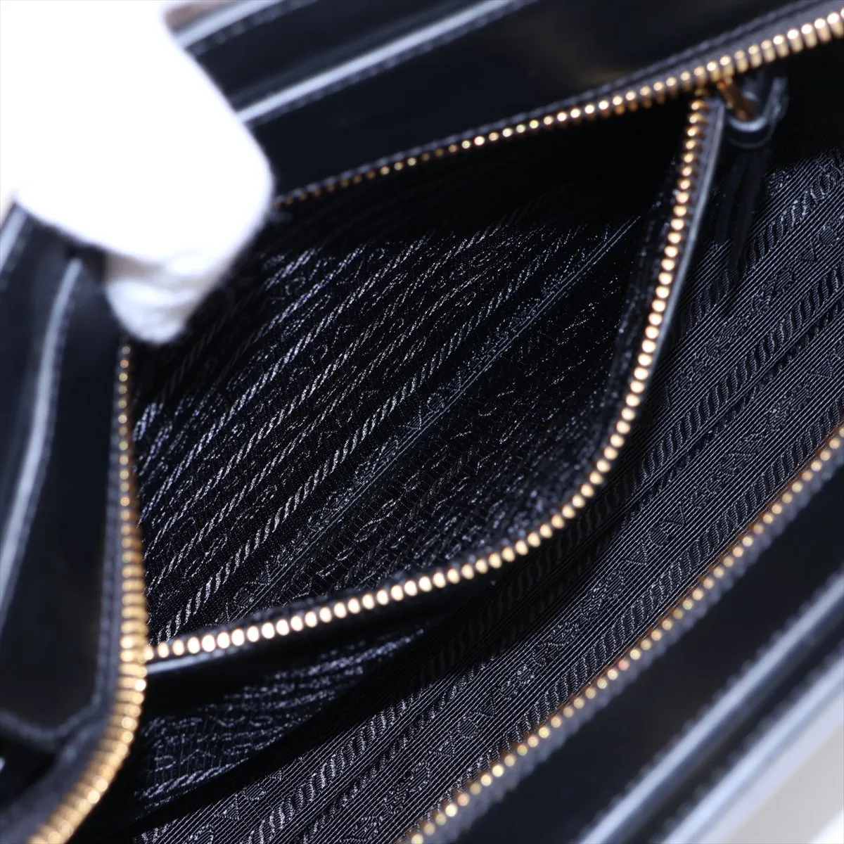 Saffiano Leather 2-Way Handbag, Black — view 10