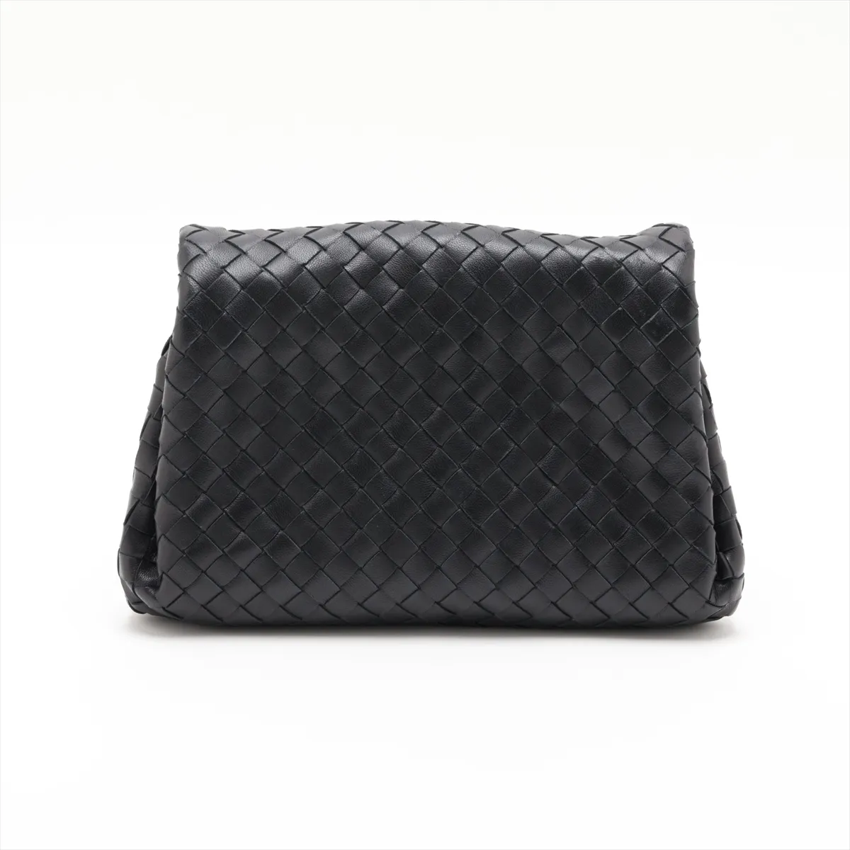 Intrecciato Leather Clutch Bag, Black — view 2