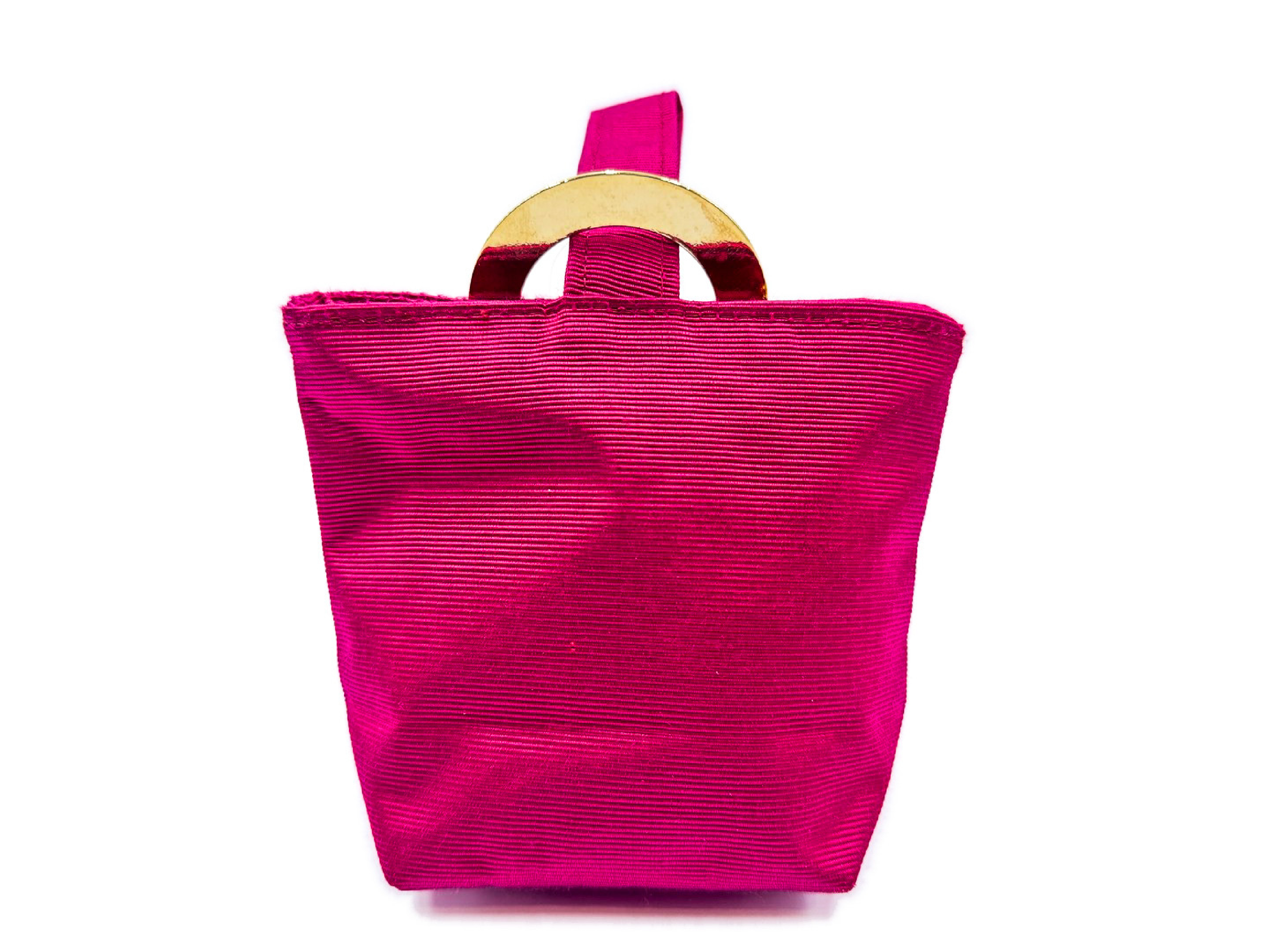 Circle clasp, gold hardware, pink pouch — view 2