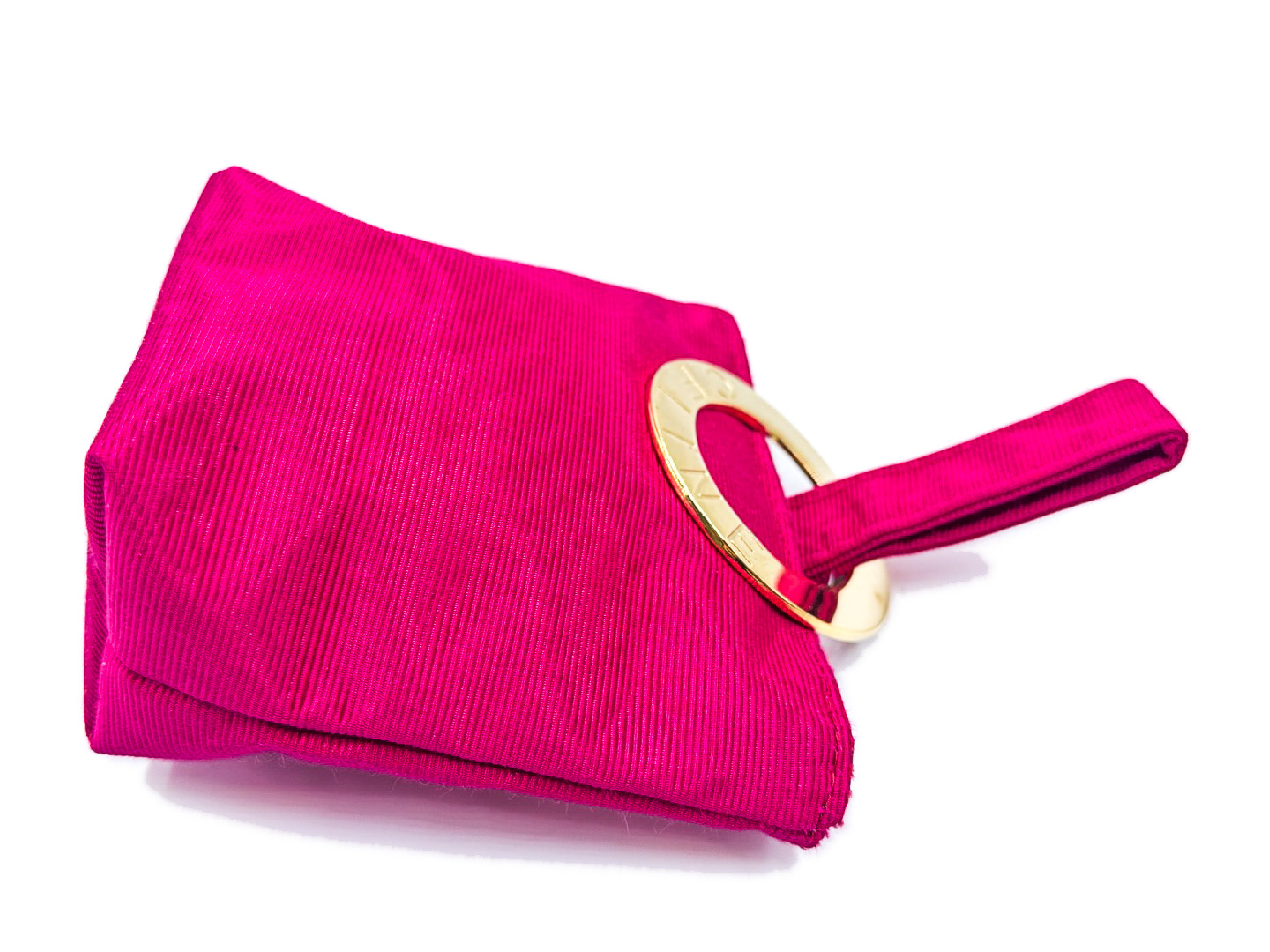 Circle clasp, gold hardware, pink pouch — view 5