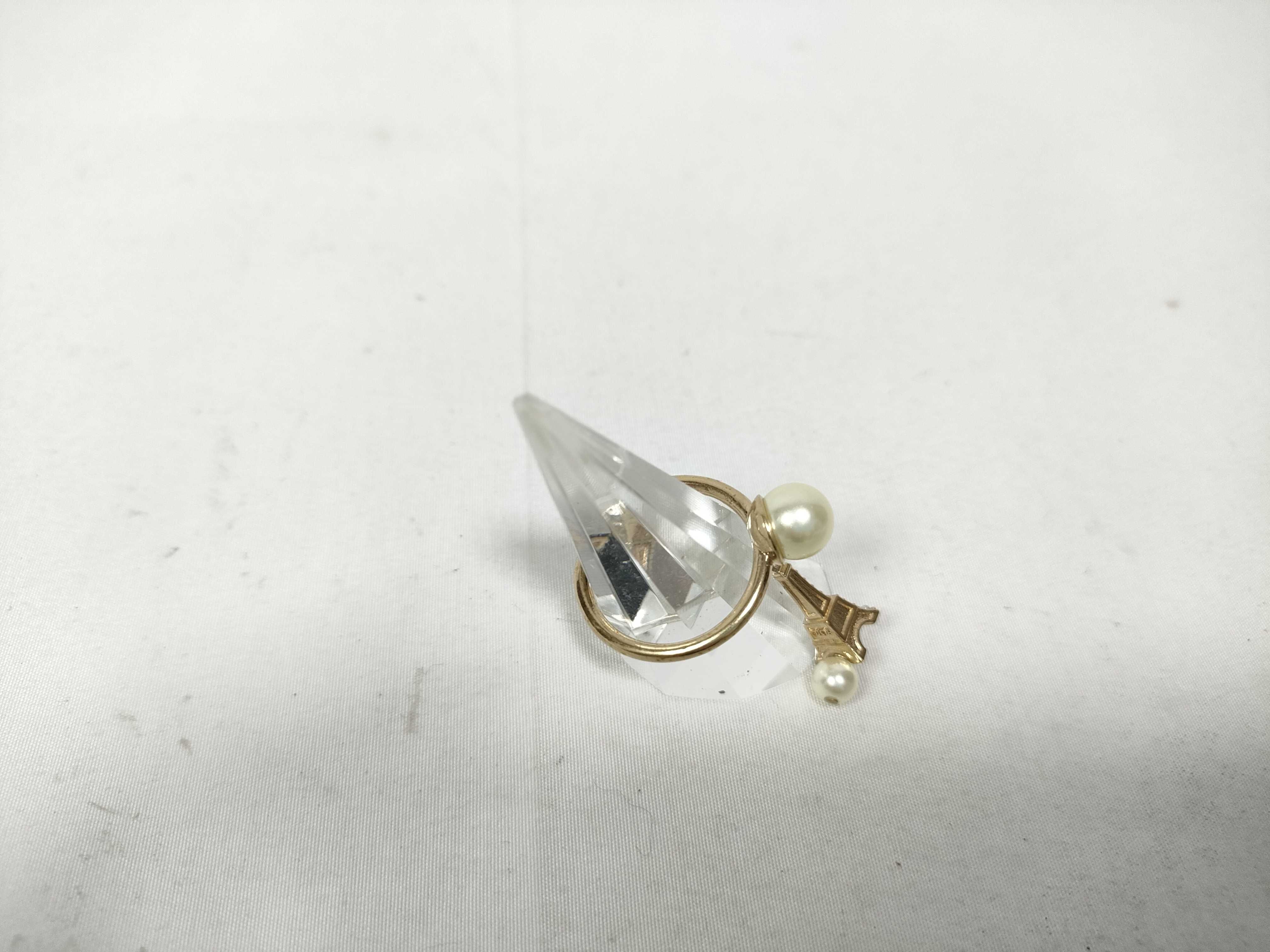 Resin Pearl Eiffel Tower Ring — view 3
