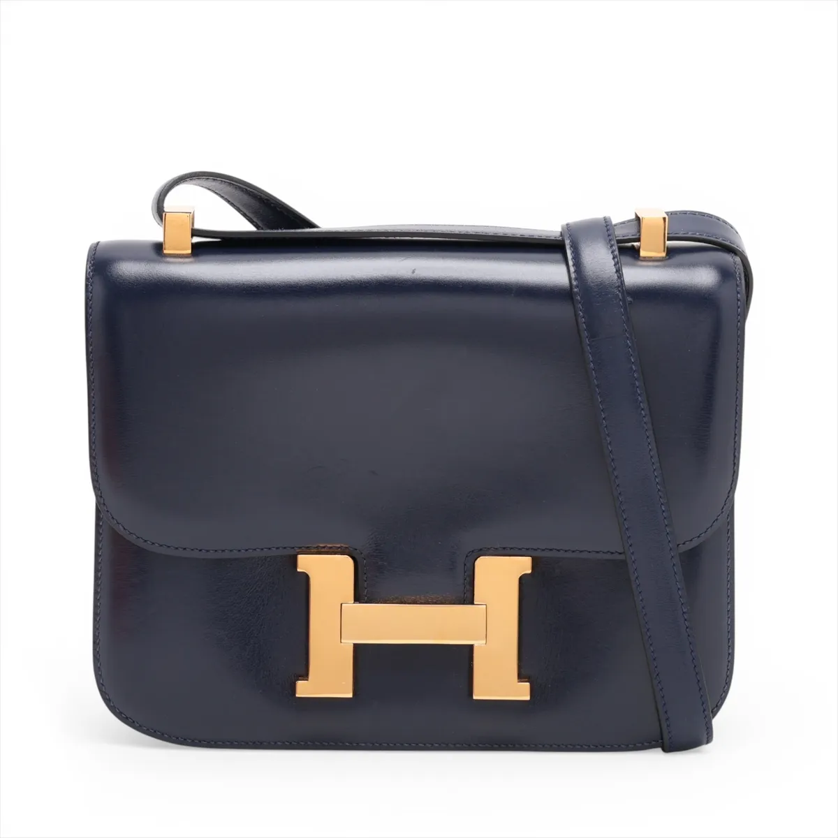 Constance 23 Box Calf Navy Gold Hardware D: 1974