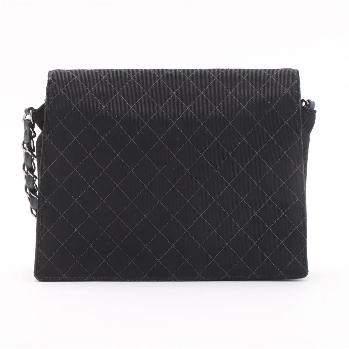[Individually wrapped] Chanel Matelasse canvas chain shoulder bag emblem black silver hardware 9523587 19th series — view 2