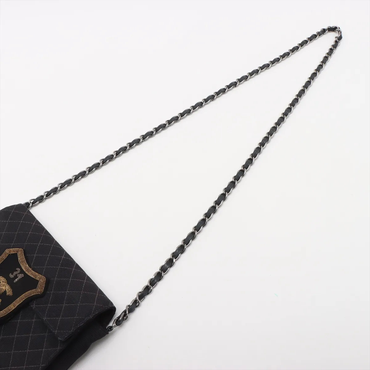 [Individually wrapped] Chanel Matelasse canvas chain shoulder bag emblem black silver hardware 9523587 19th series — view 5