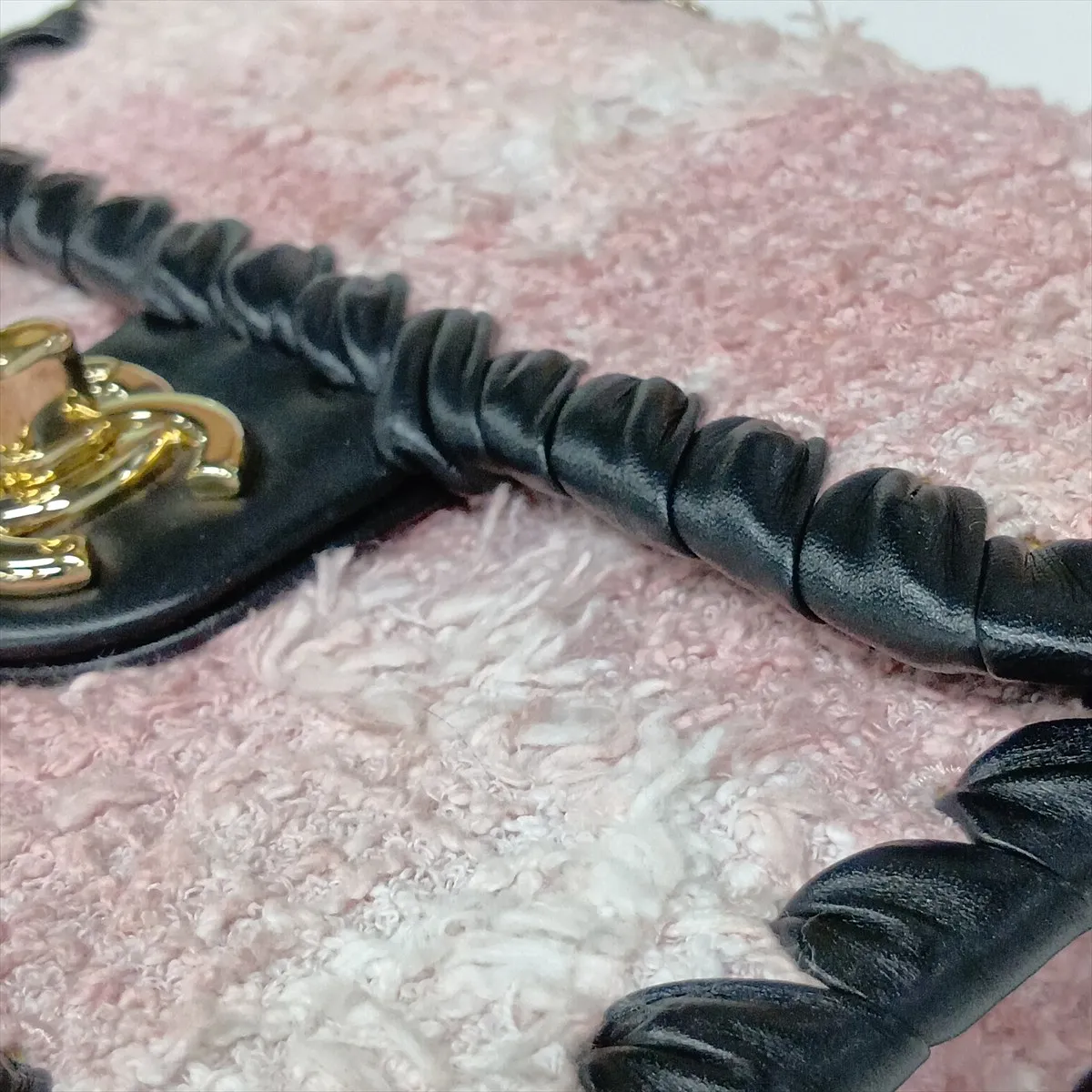 Coco Mark Tweed x Leather Chain Shoulder Bag, Pink x Black, Gold Hardware, JU26PCHH, Random Plate — view 11