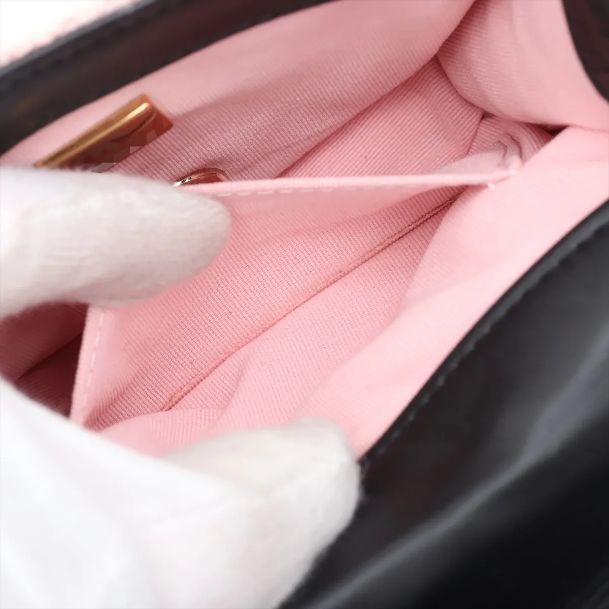 Coco Mark Tweed x Leather Chain Shoulder Bag, Pink x Black, Gold Hardware, JU26PCHH, Random Plate — view 8