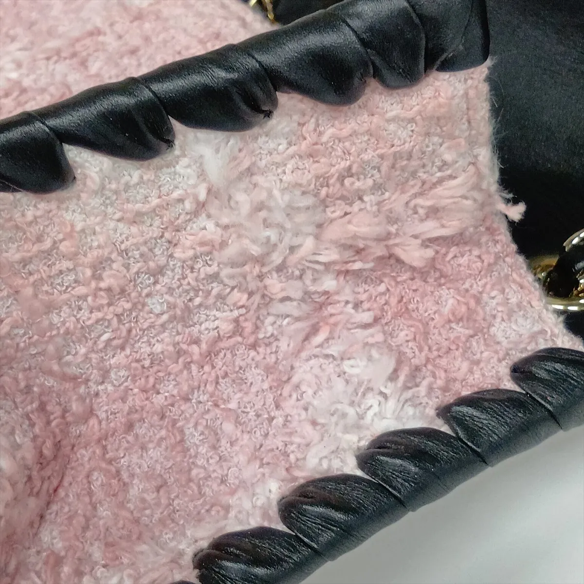 Coco Mark Tweed x Leather Chain Shoulder Bag, Pink x Black, Gold Hardware, JU26PCHH, Random Plate — view 10