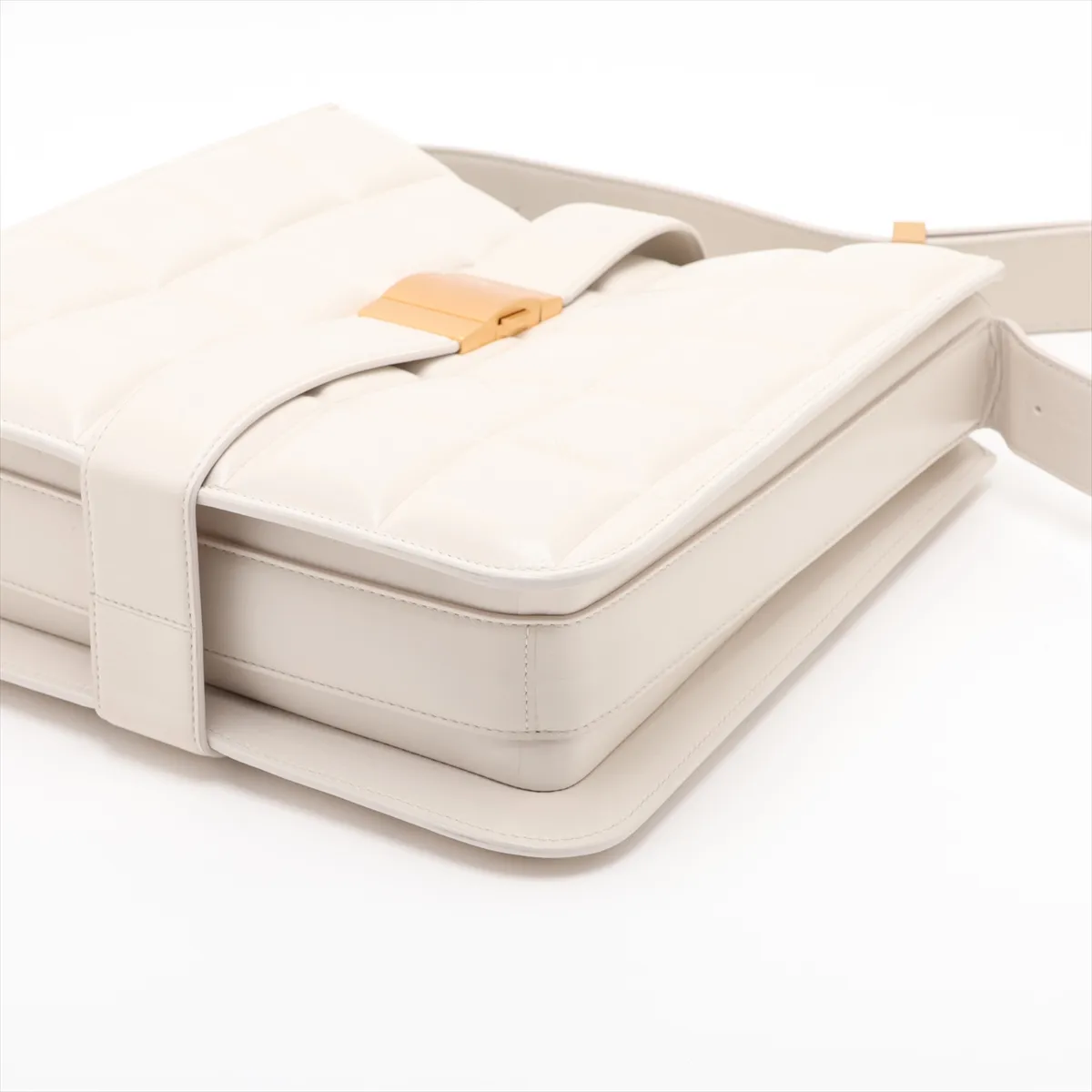 Marie Leather Shoulder Bag, White — view 3