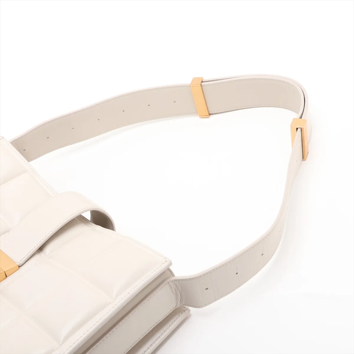 Marie Leather Shoulder Bag, White — view 5