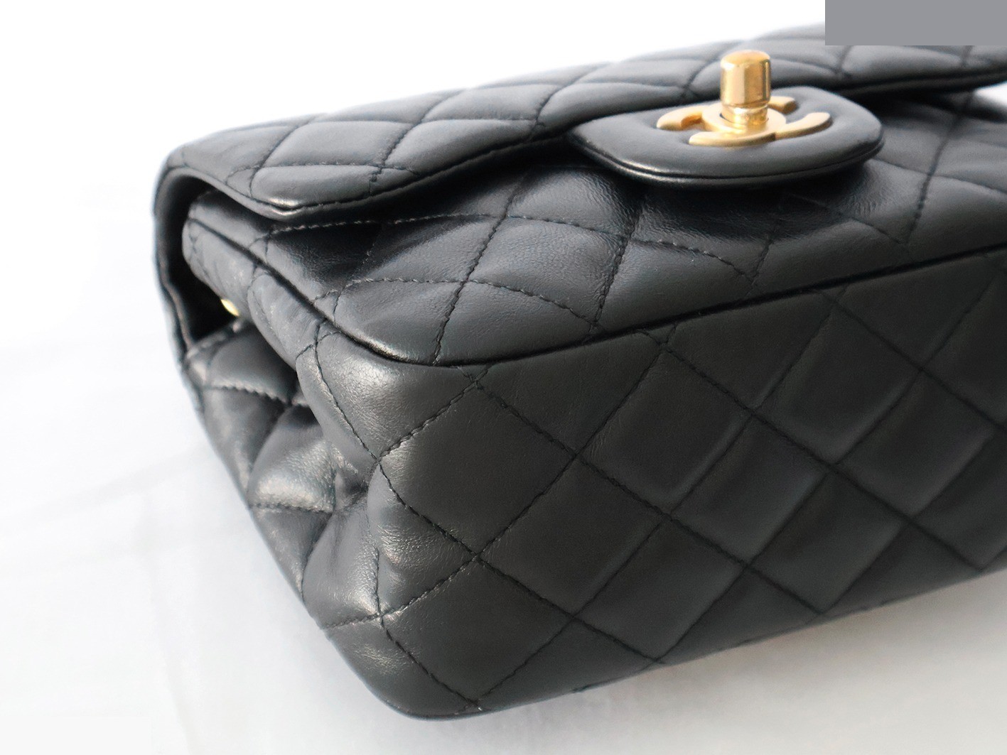 Mini Matelassé Lambskin Chain Shoulder Bag, Black — view 3