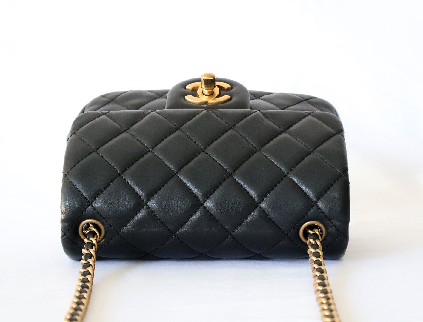 Mini Matelassé Lambskin Chain Shoulder Bag, Black — view 5