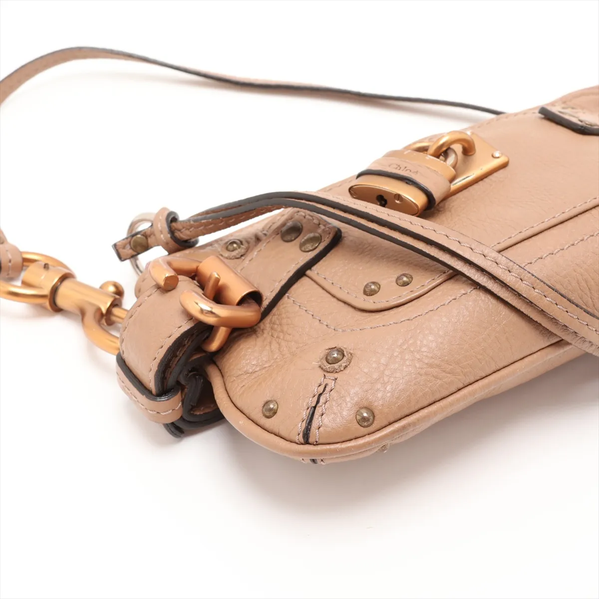 Paddington Leather Handbag, Beige — view 4