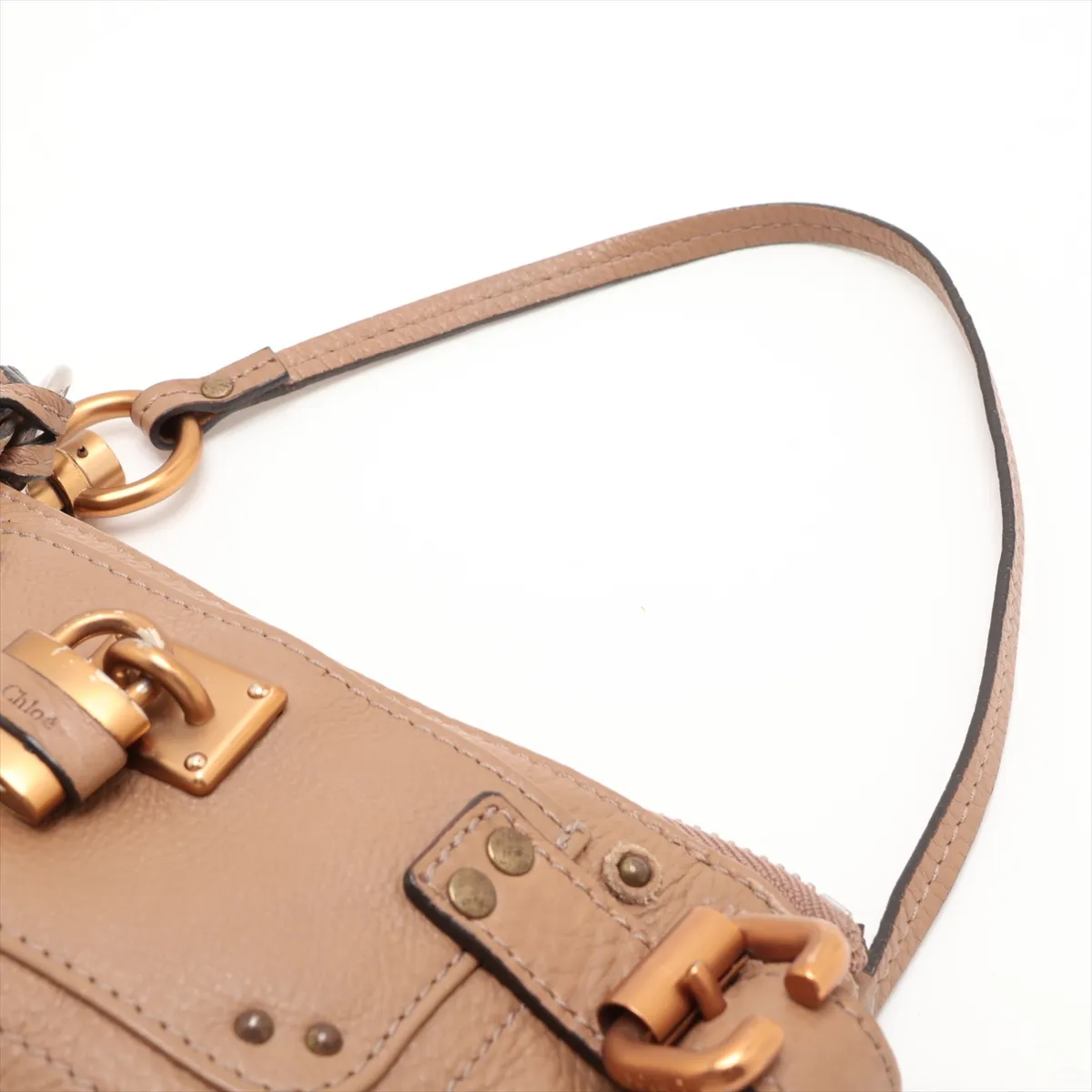 Paddington Leather Handbag, Beige — view 5