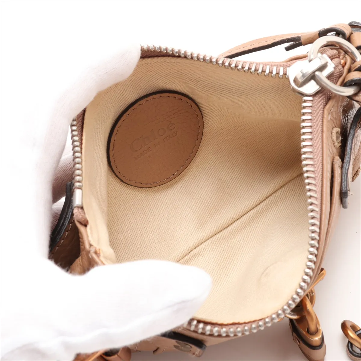 Paddington Leather Handbag, Beige — view 6