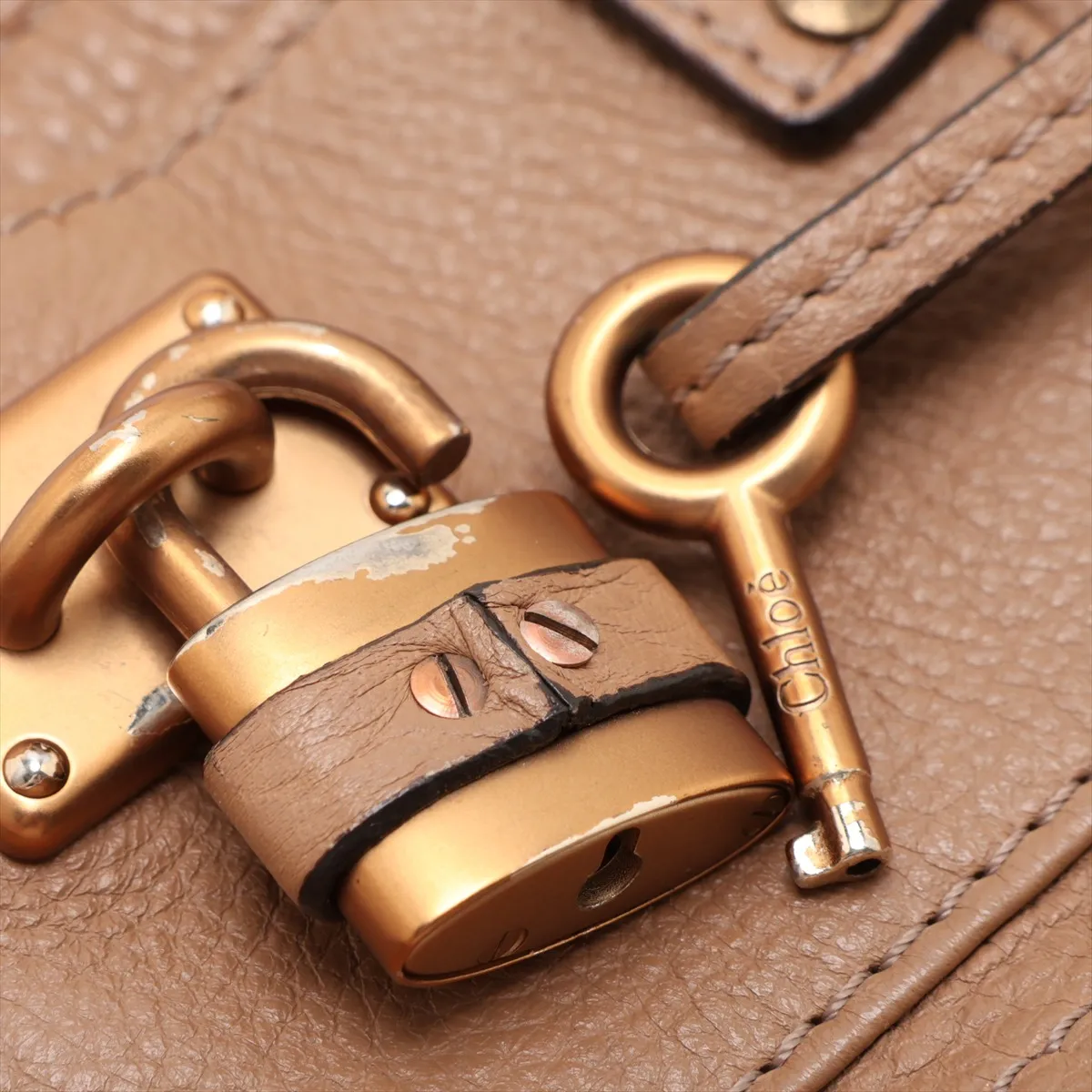 Paddington Leather Handbag, Beige — view 8