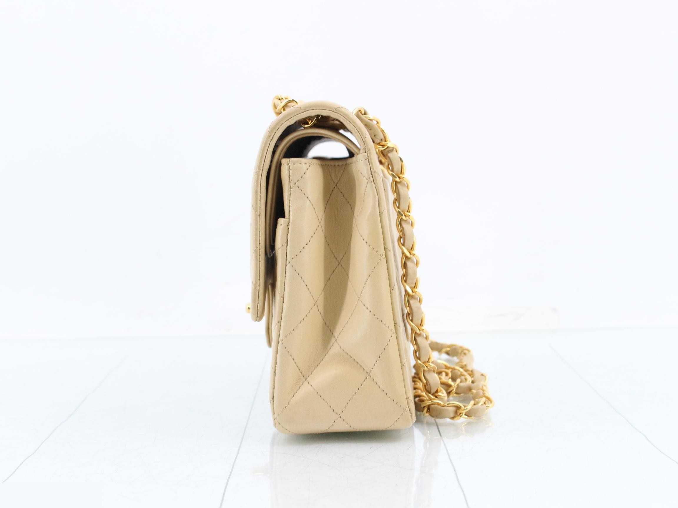 Matelassé 25 Double Flap Lambskin Chain Shoulder Bag, Beige, Series 2 — view 3