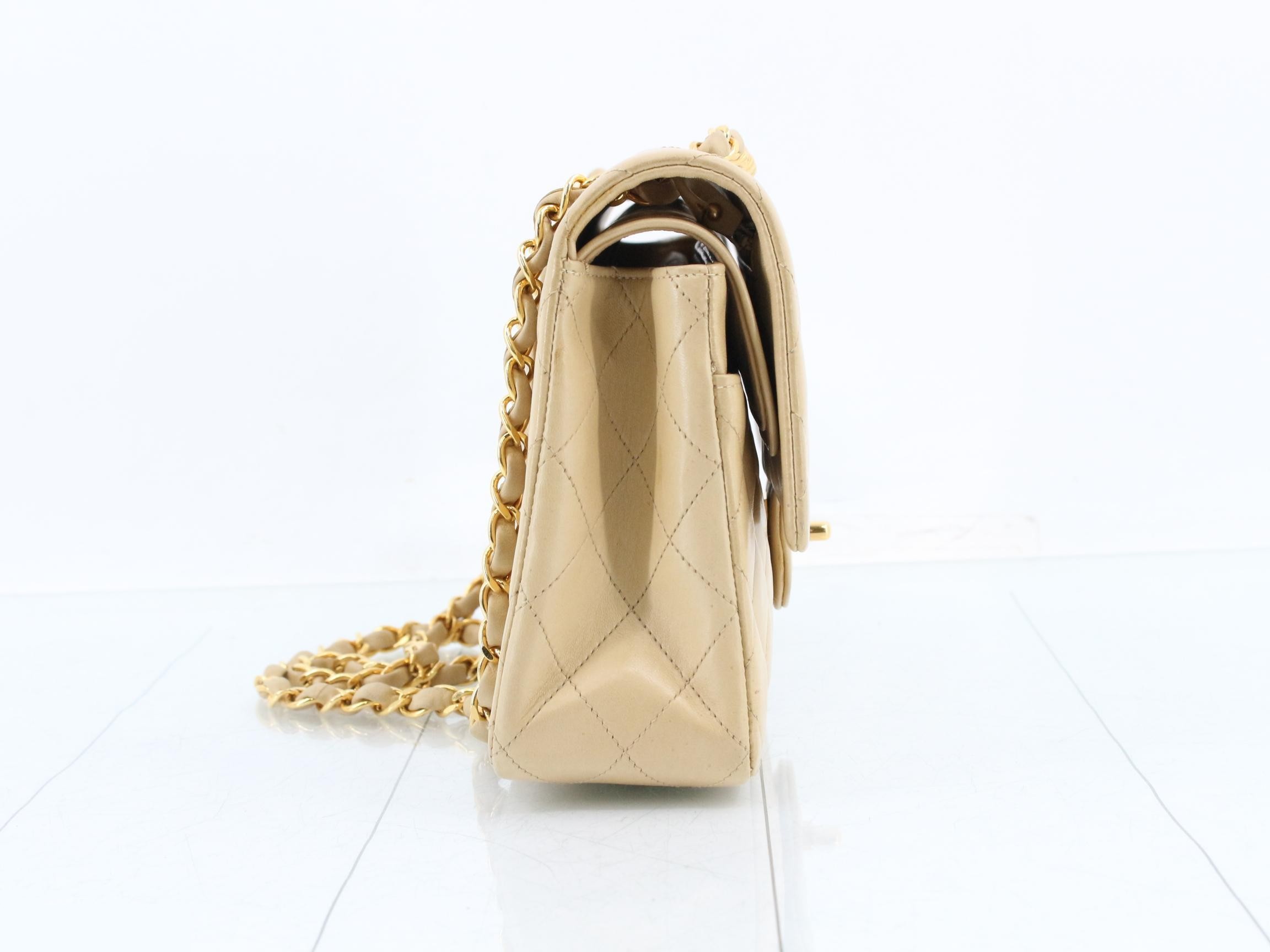 Matelassé 25 Double Flap Lambskin Chain Shoulder Bag, Beige, Series 2 — view 4