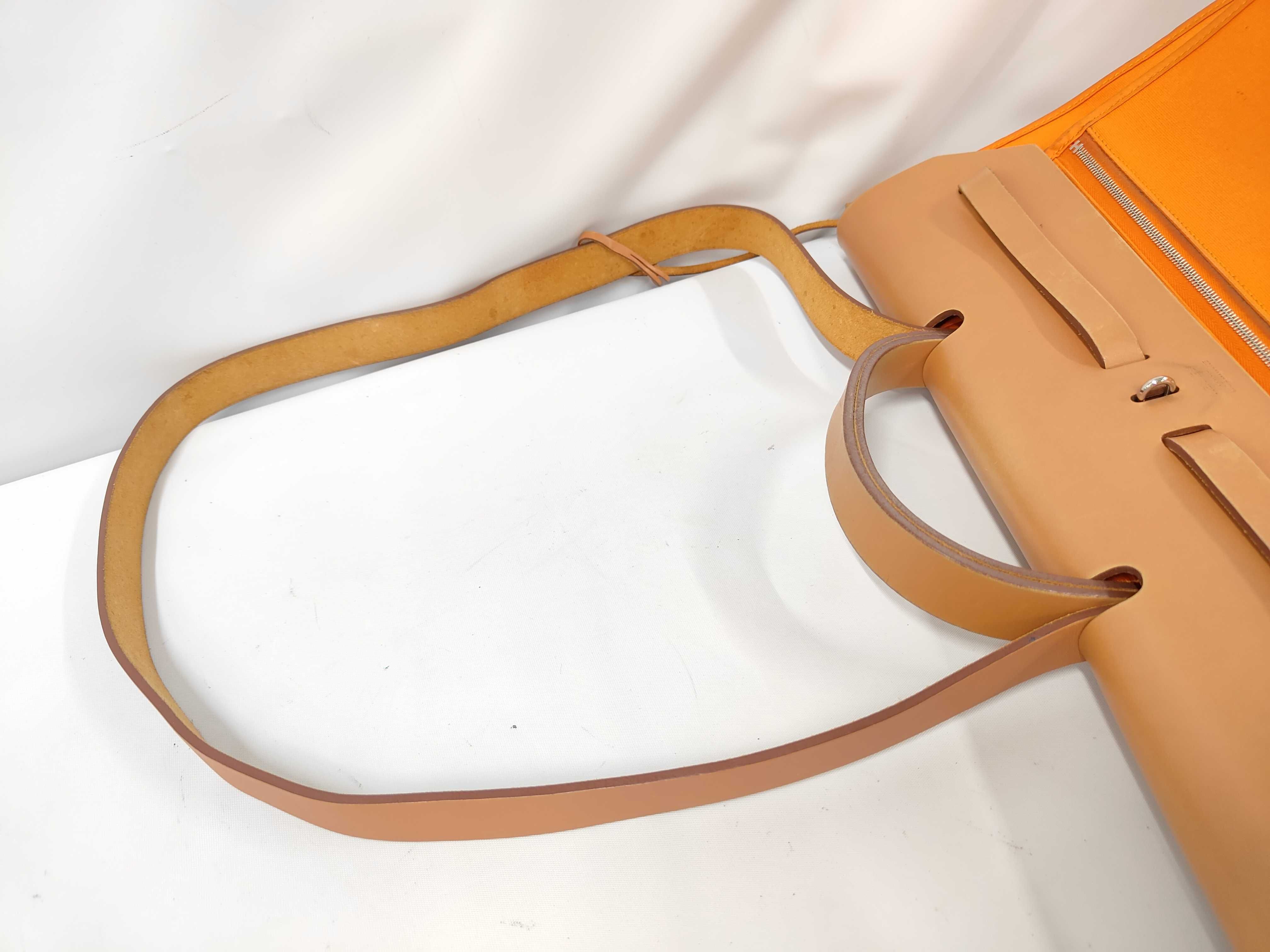 Hermès Herbag Zip MM Toile Officier x Leather Orange x Beige O Stamp Handbag — view 5