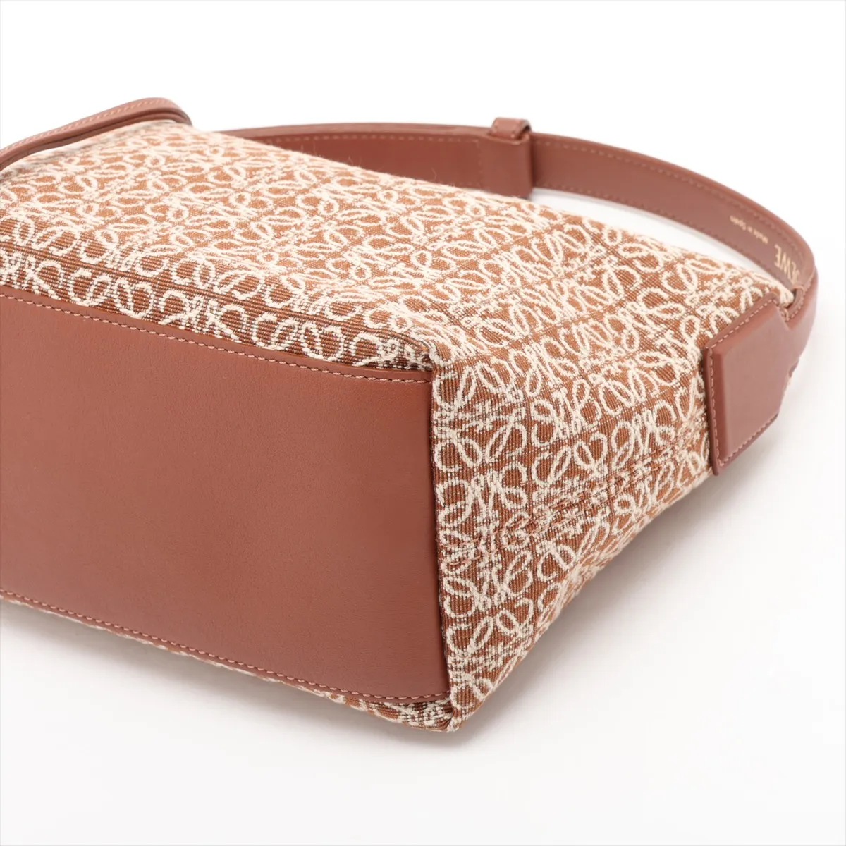 Repeat Anagram Cubie Canvas x Leather Handbag, Brown — view 3