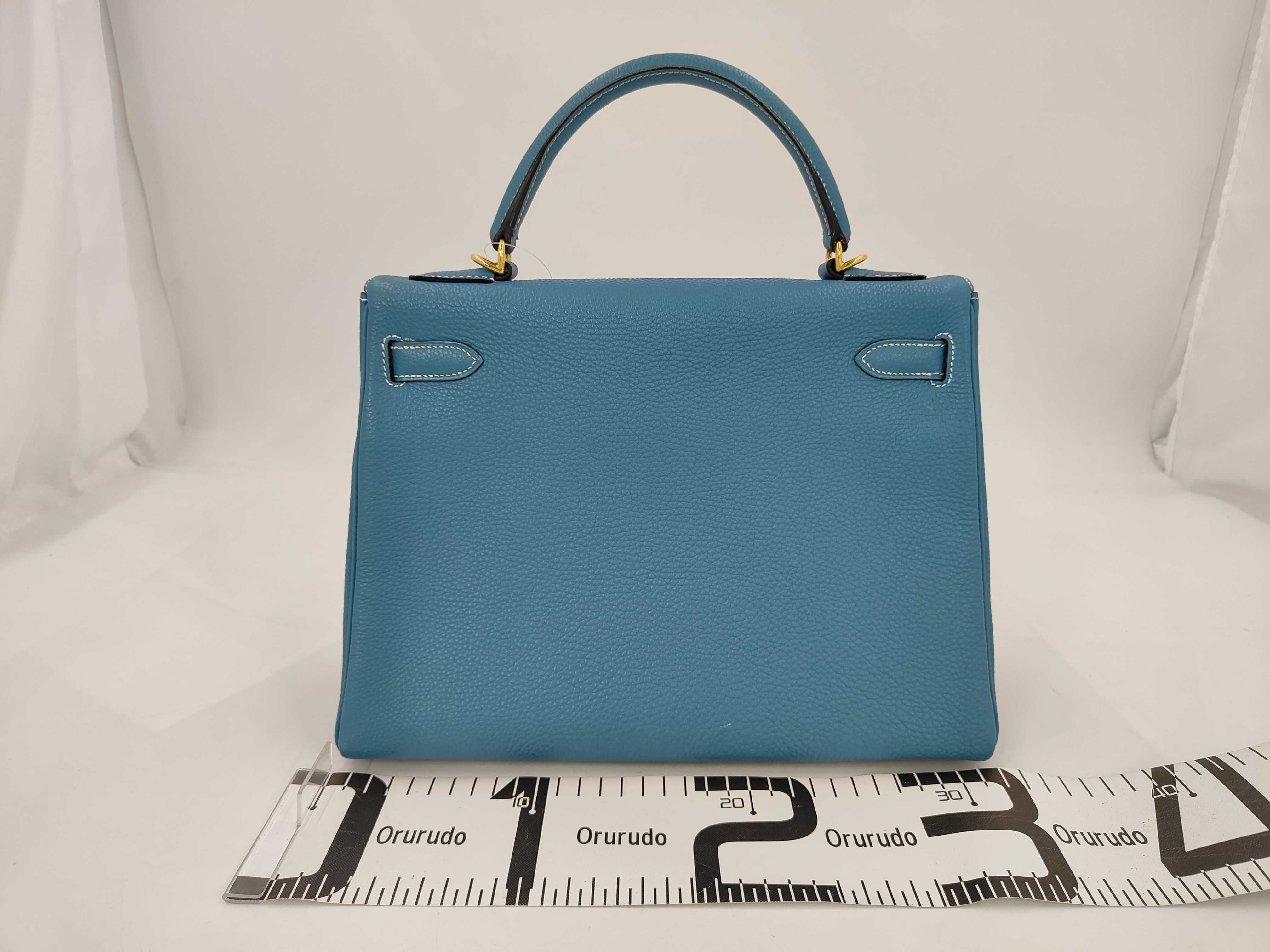 Kelly 32 Blue Jean Taurillon Leather Gold Hardware [Stamp] K Handbag — view 2
