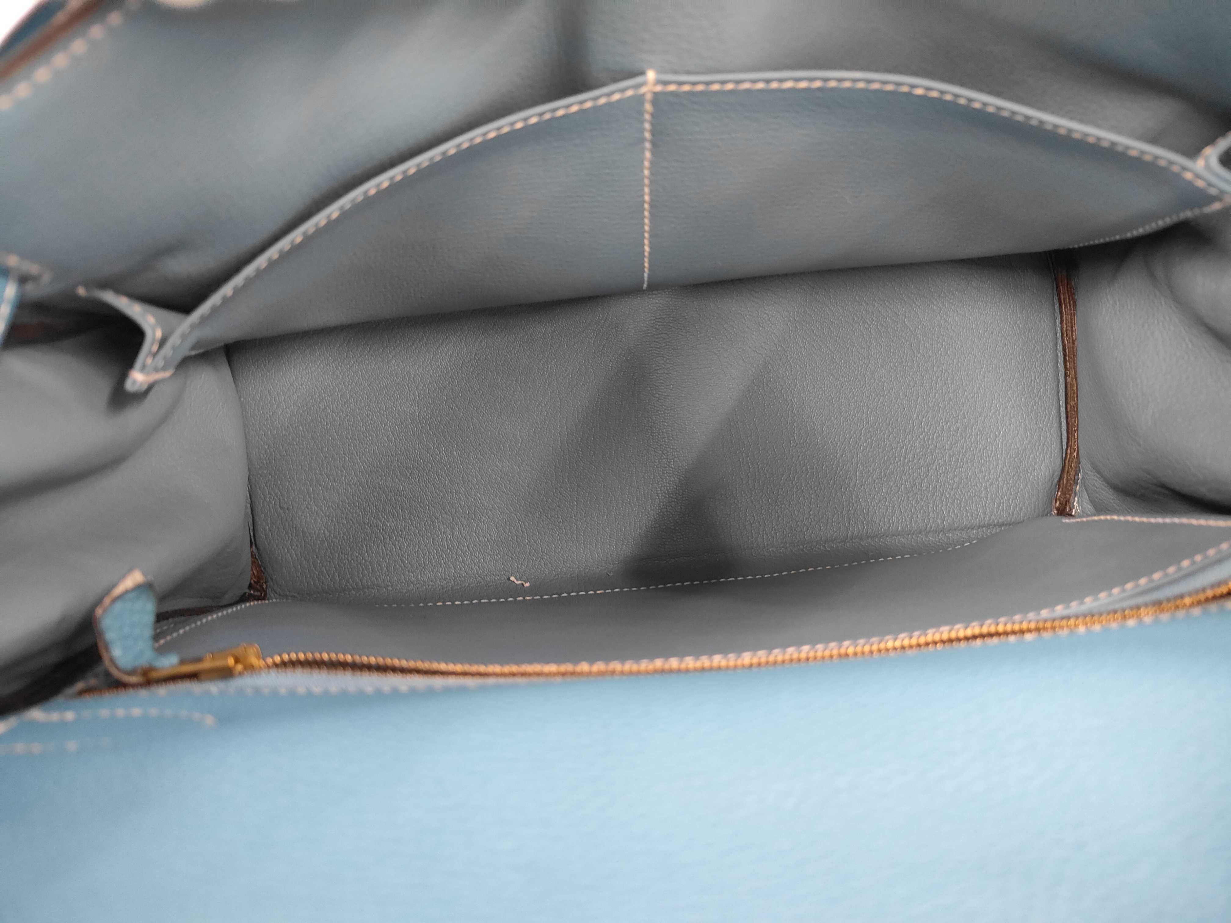 Kelly 32 Blue Jean Taurillon Leather Gold Hardware [Stamp] K Handbag — view 11