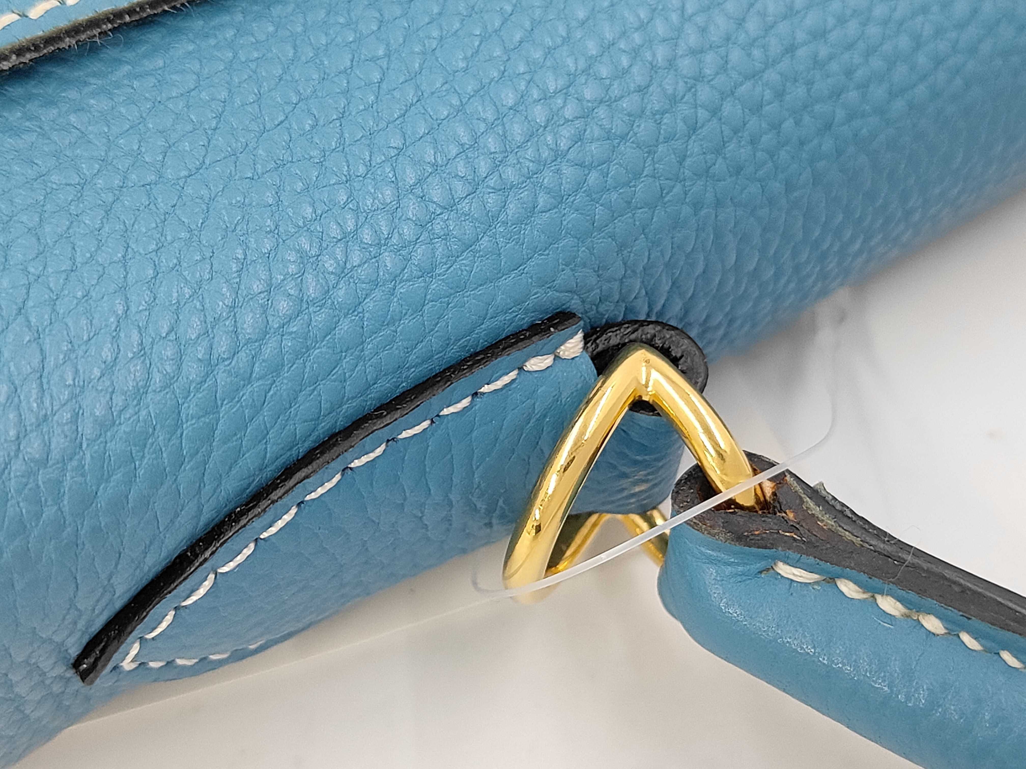 Kelly 32 Blue Jean Taurillon Leather Gold Hardware [Stamp] K Handbag — view 5