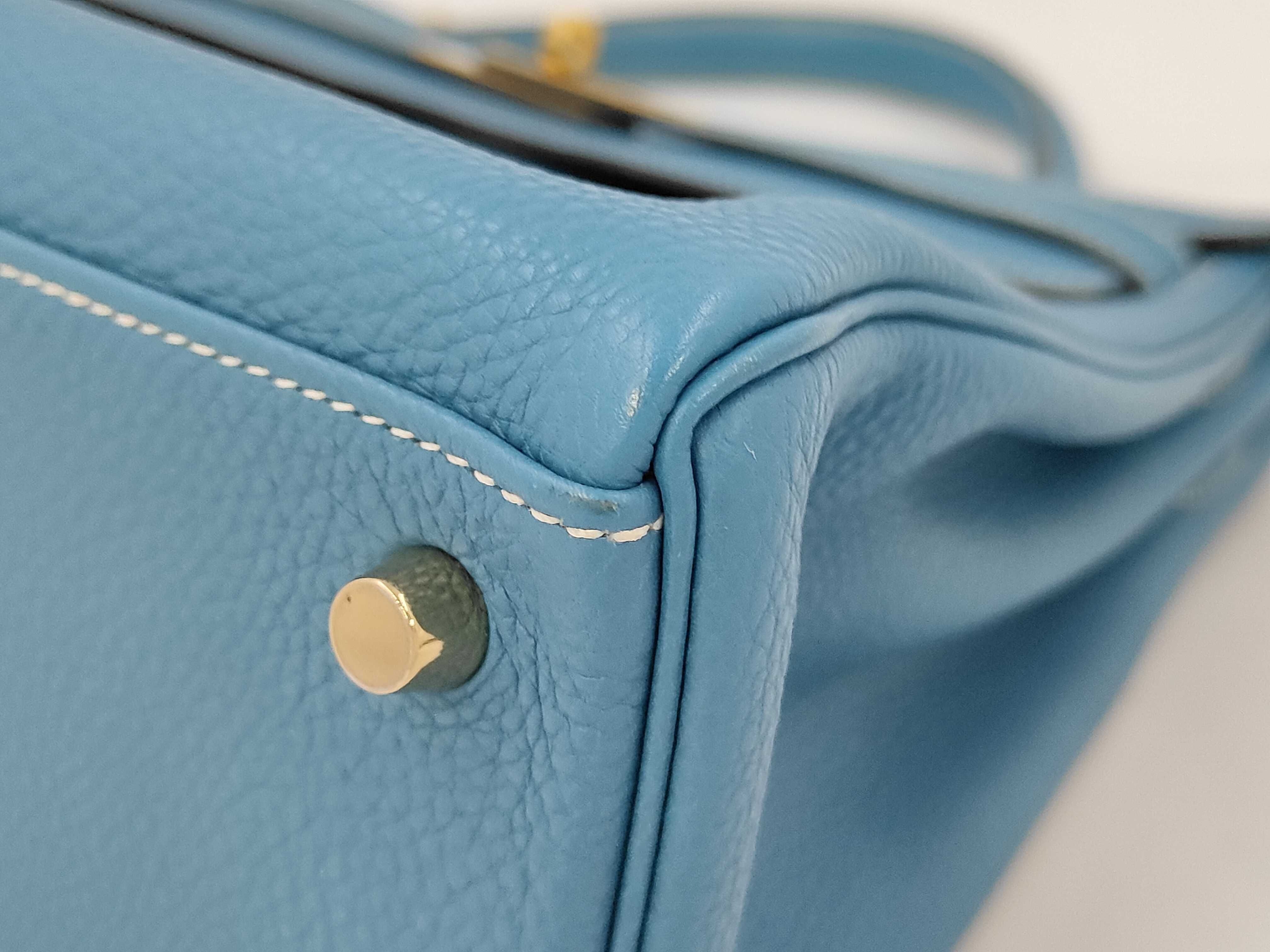 Kelly 32 Blue Jean Taurillon Leather Gold Hardware [Stamp] K Handbag — view 7