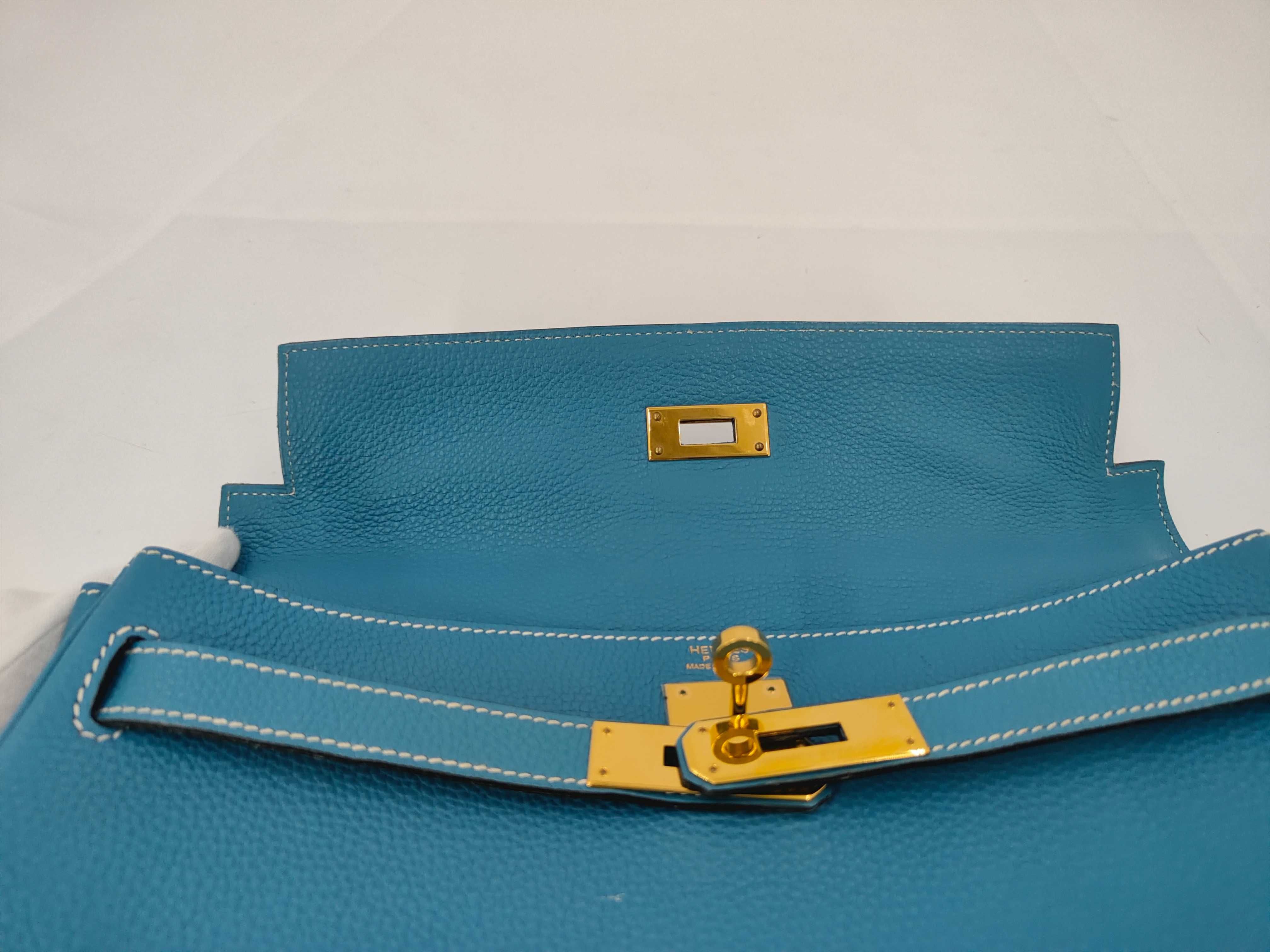 Kelly 32 Blue Jean Taurillon Leather Gold Hardware [Stamp] K Handbag — view 8