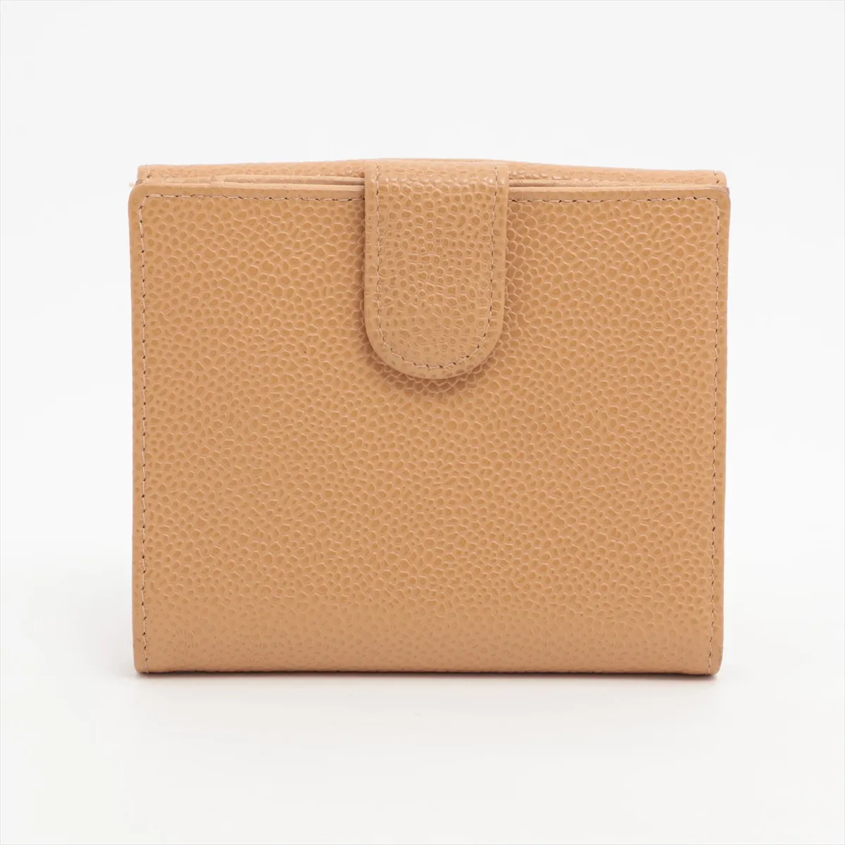 Cocomark Caviar Skin Compact Wallet Beige Gold Hardware 8377580 — view 2