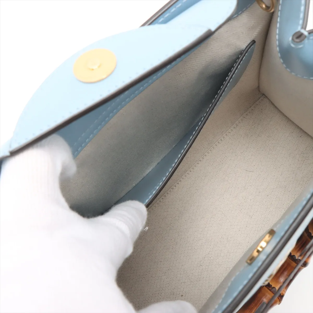 Bamboo Diana Leather 2WAY Handbag Blue 702721 — view 10