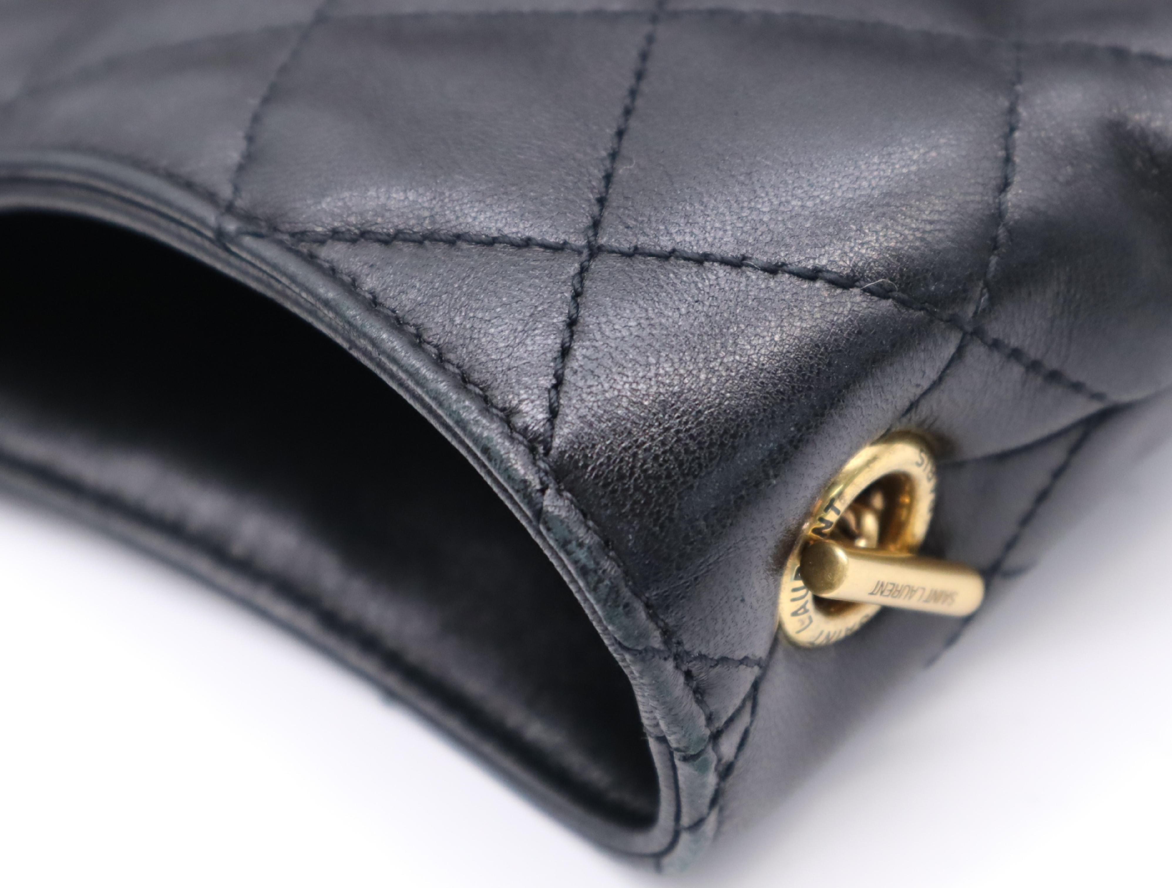 Leather Icare Maxi Shopping Bag, Black with Gold Hardware, Tote Bag — view 11
