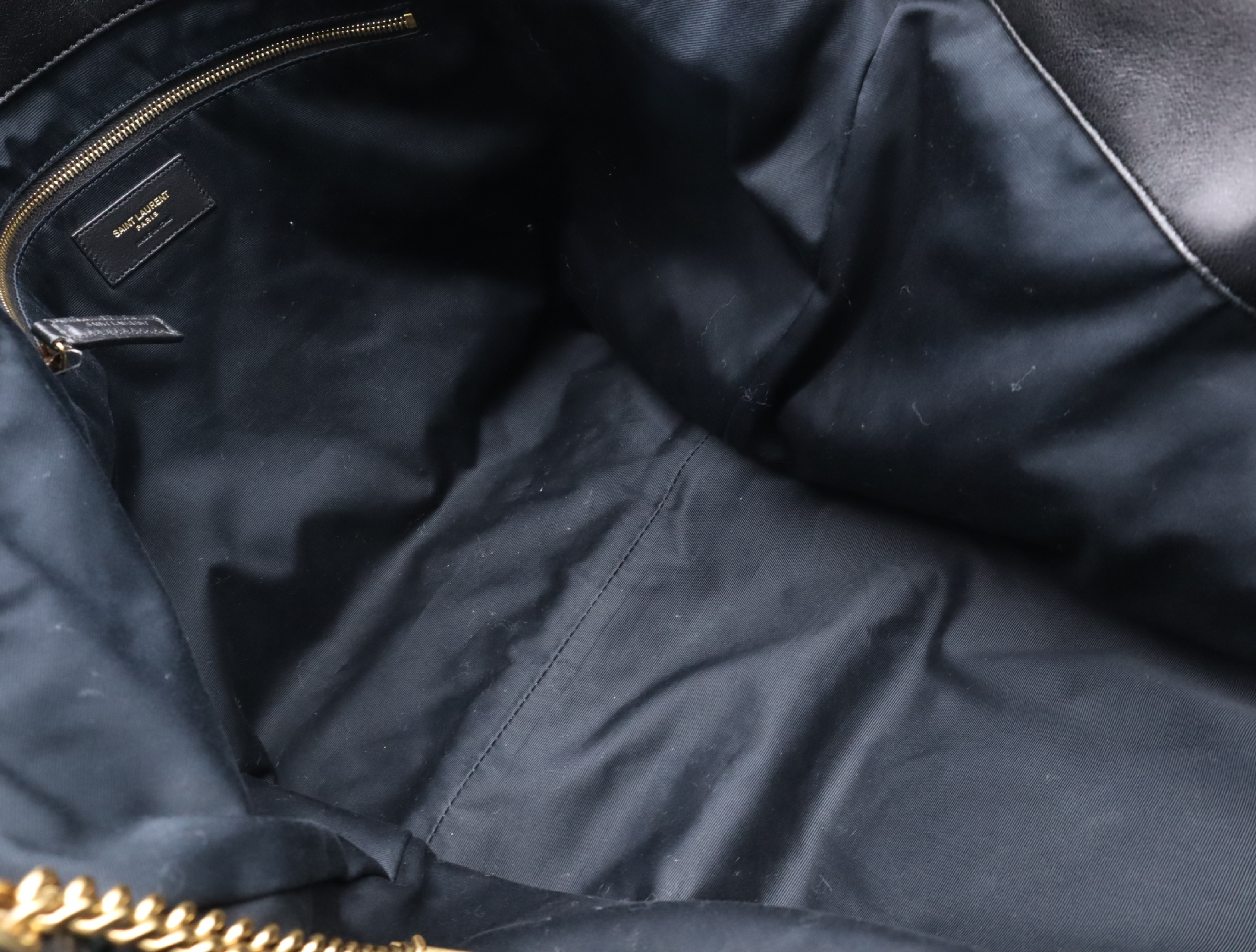Leather Icare Maxi Shopping Bag, Black with Gold Hardware, Tote Bag — view 13