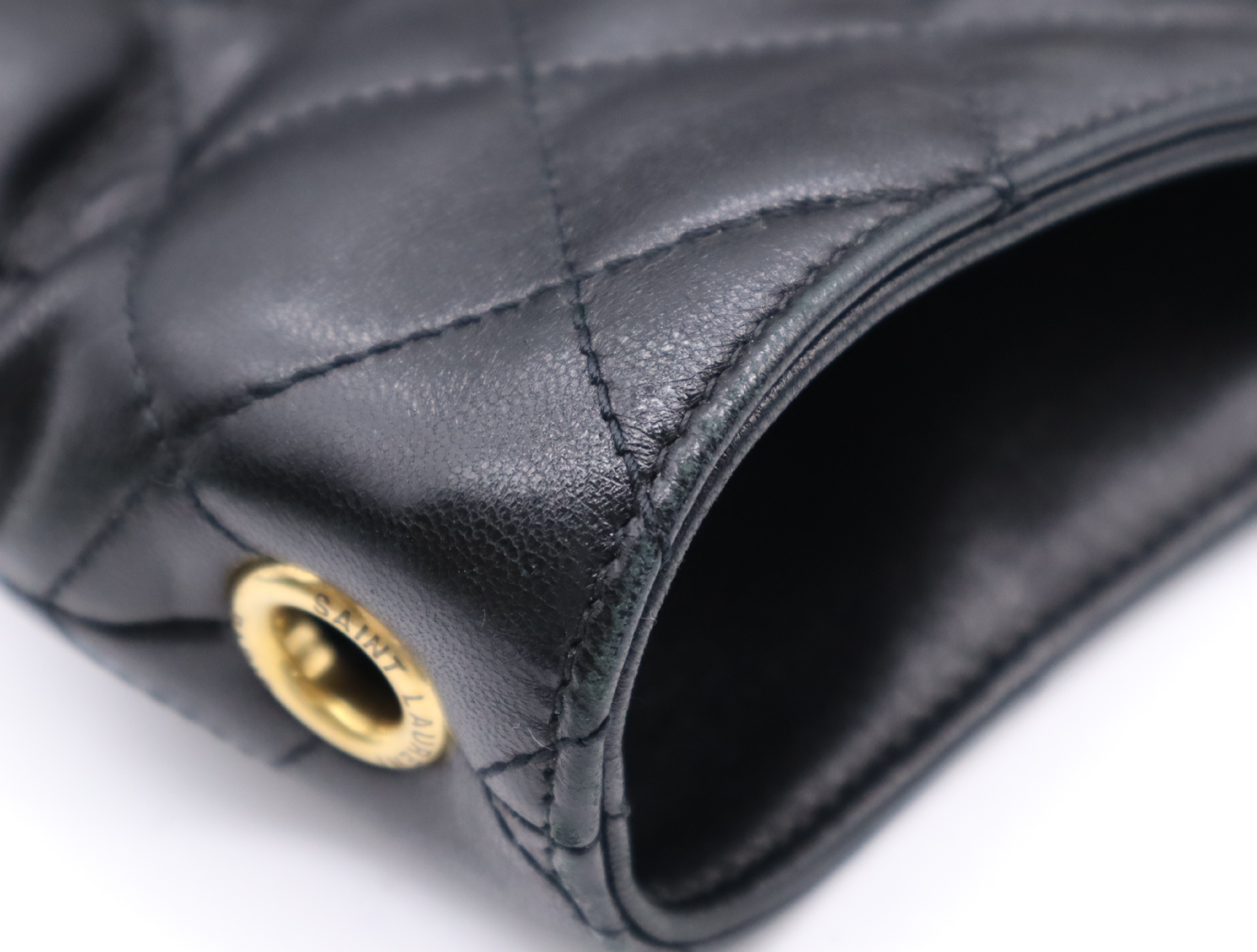 Leather Icare Maxi Shopping Bag, Black with Gold Hardware, Tote Bag — view 8