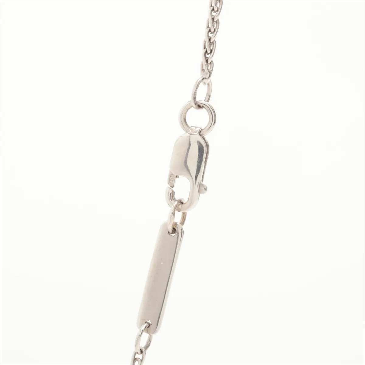 Cross Sapphire Diamond Necklace, 750 (WG), 6.4g, Sapphire has chips and — view 3