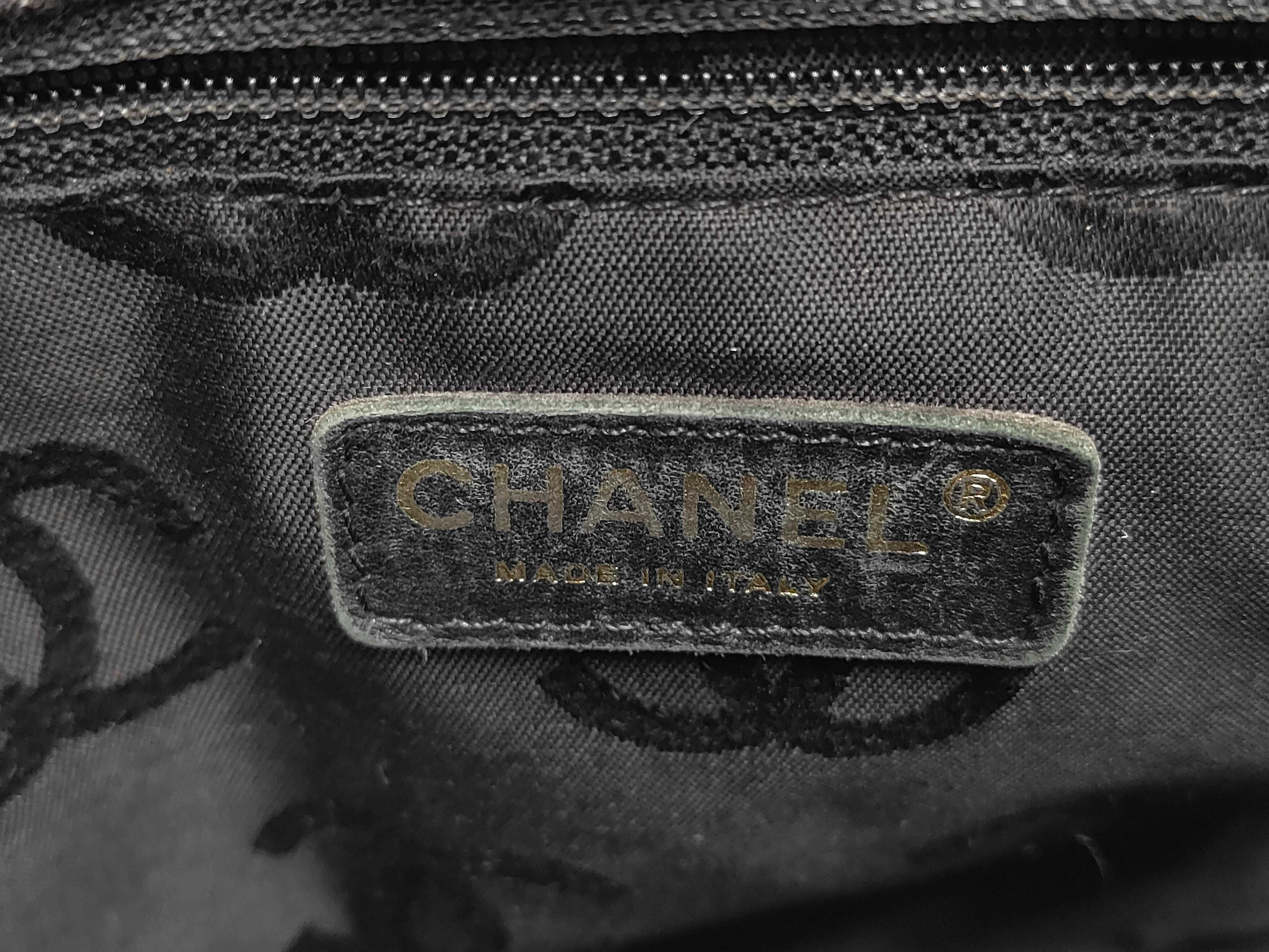 CC Logo Quilted Denim Shoulder Bag, Black, Double Chain Shoulder Bag — view 9