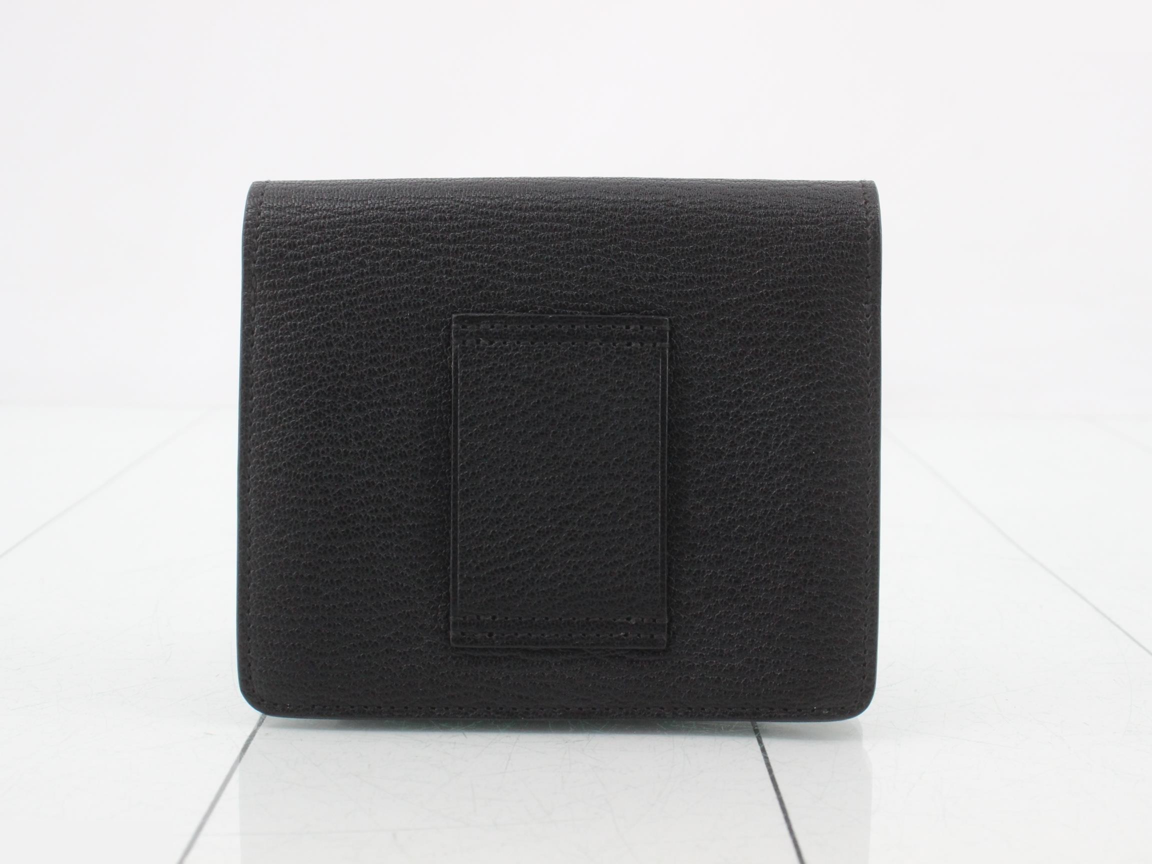 Ruri Slim Leather Bi-fold Wallet, B Stamp, Black — view 2