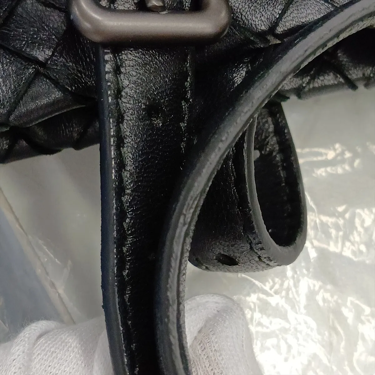 Intrecciato Leather Tote Bag, Black — view 10