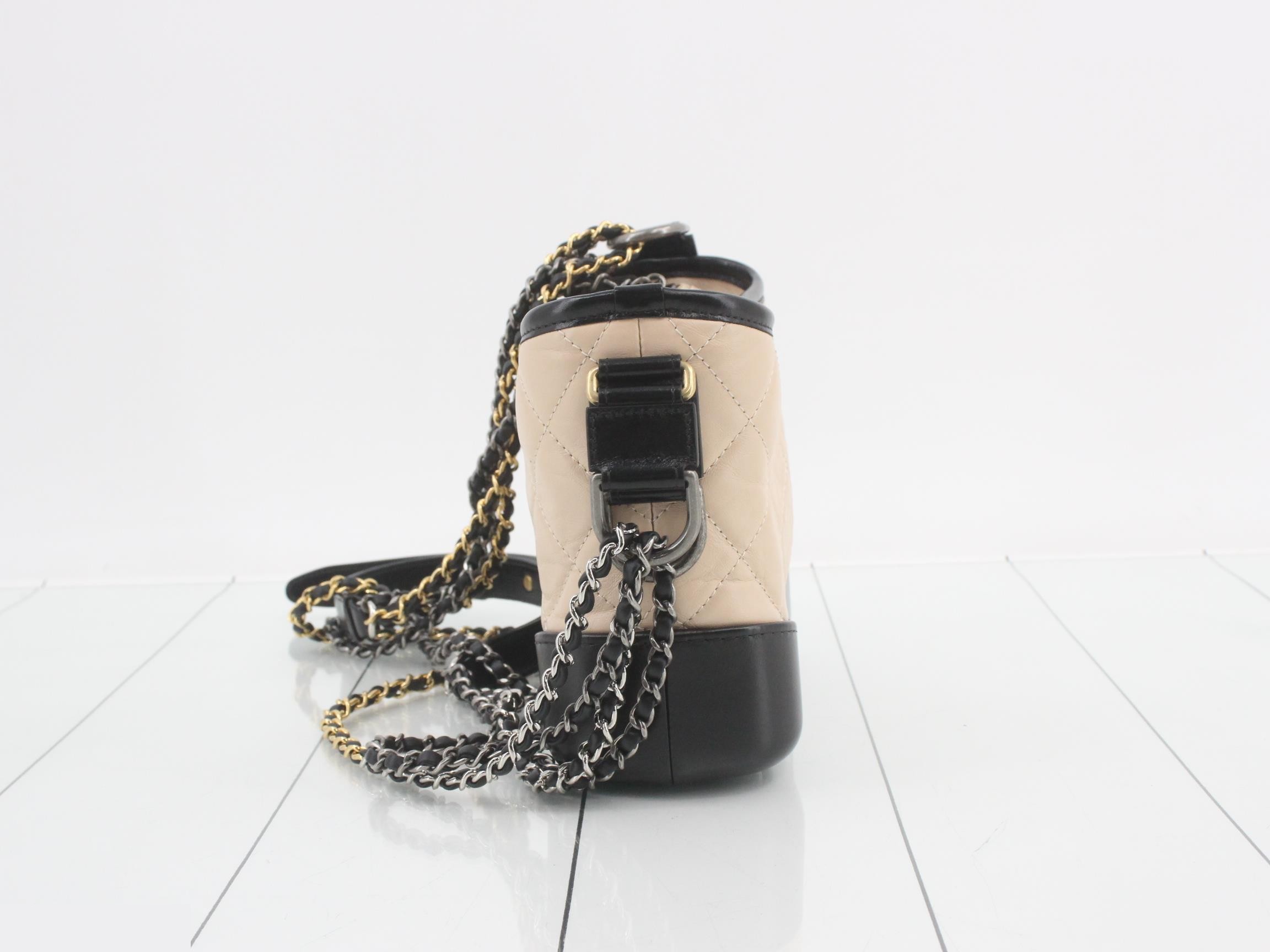 Gabrielle de Chanel Leather Chain Shoulder Bag, Bicolor — view 3