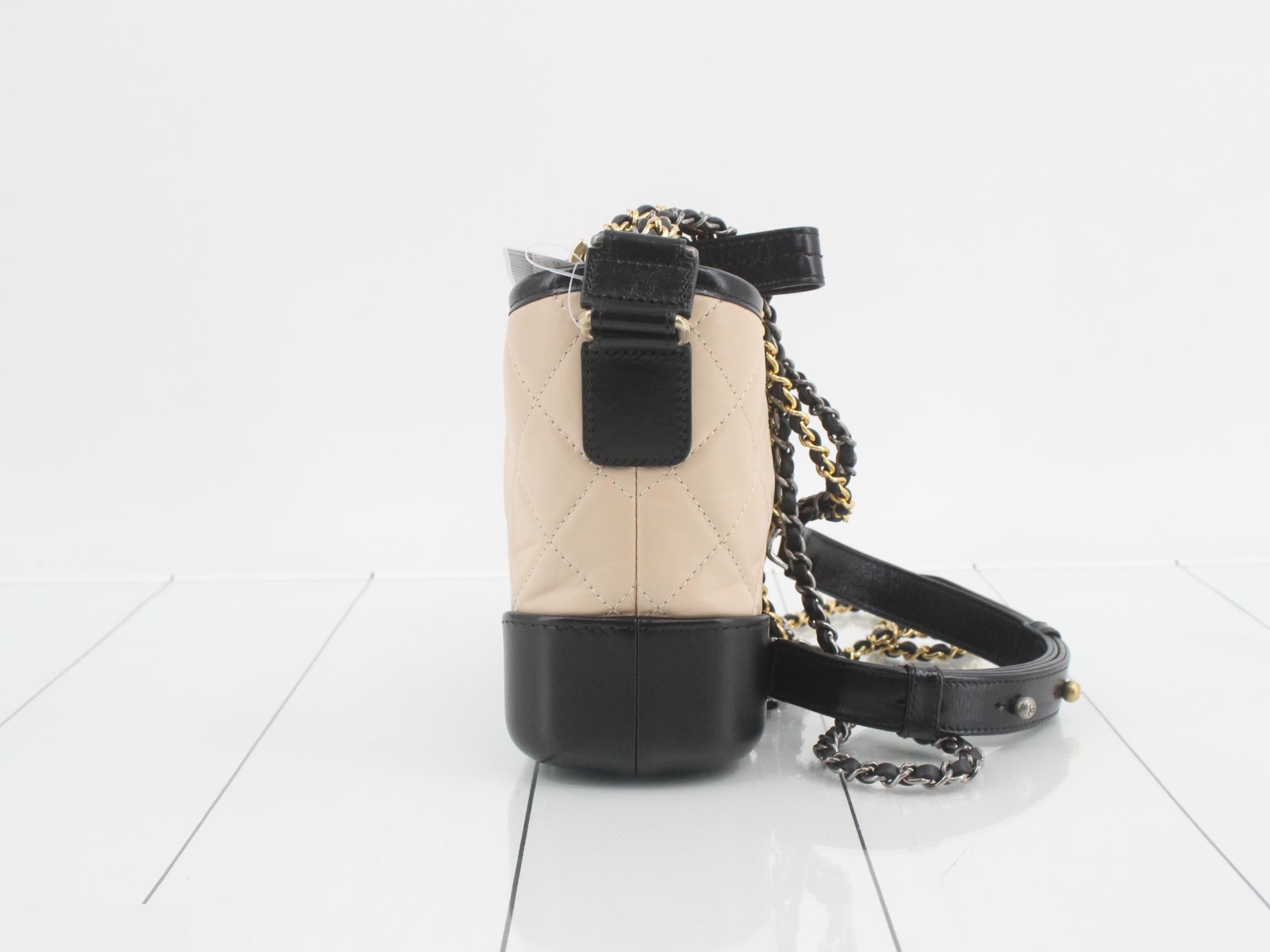 Gabrielle de Chanel Leather Chain Shoulder Bag, Bicolor — view 4