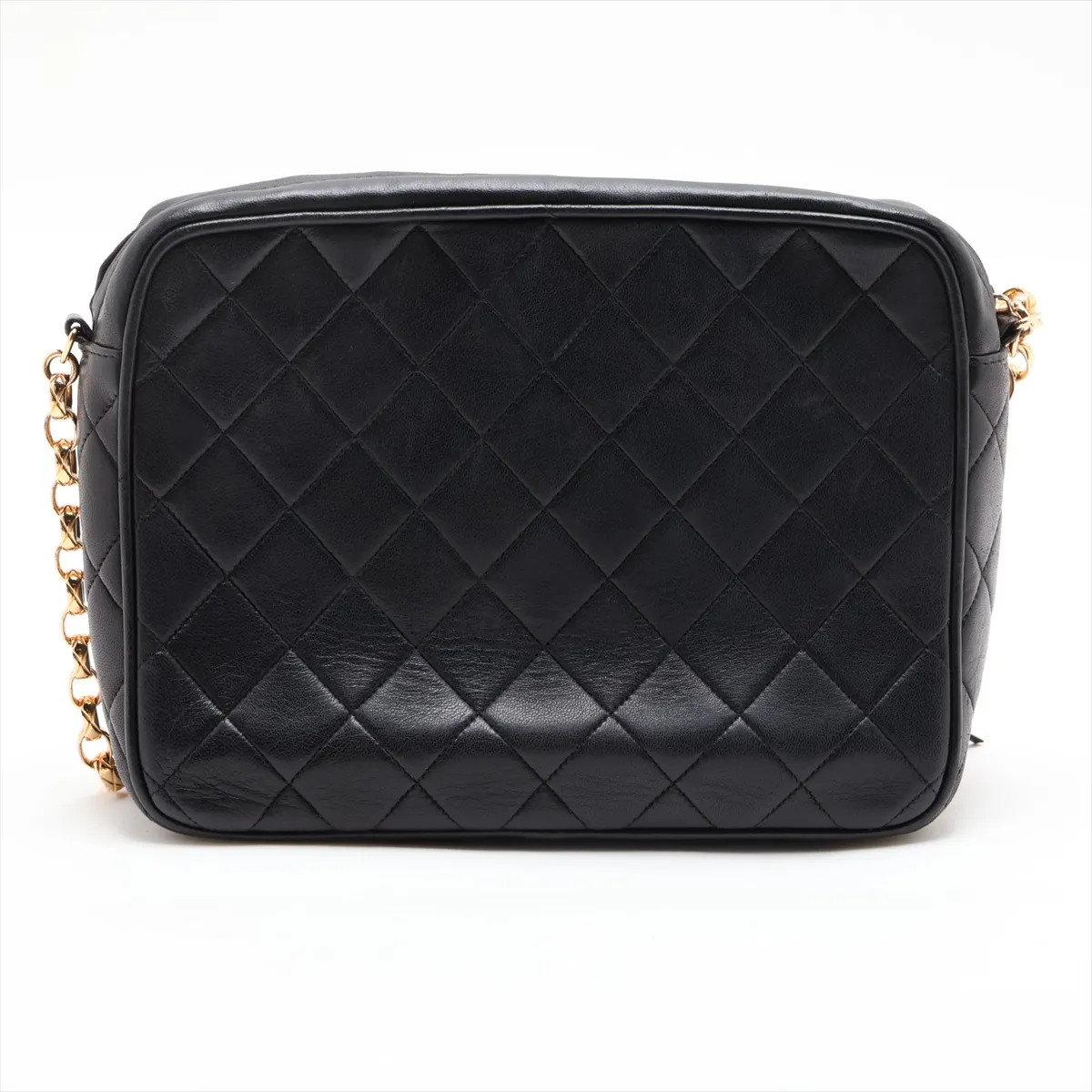 Matelassé Lambskin Chain Shoulder Bag with Fringe, Black with Gold Hardware, Item No. 3061730 (Serial No. 3) — view 2