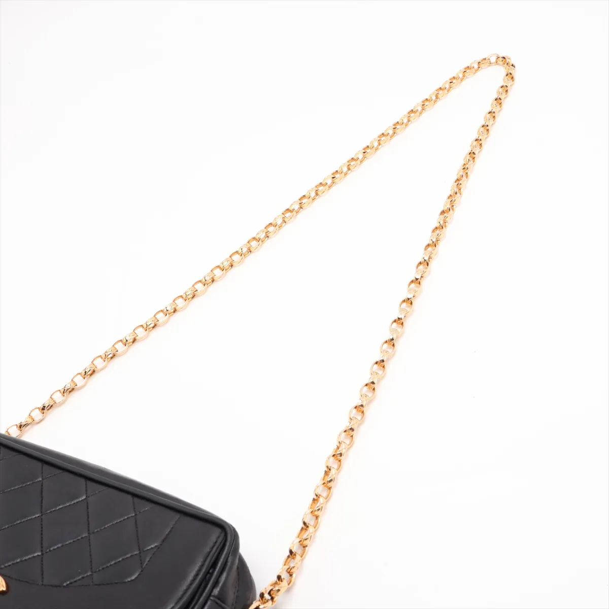 Matelassé Lambskin Chain Shoulder Bag with Fringe, Black with Gold Hardware, Item No. 3061730 (Serial No. 3) — view 5