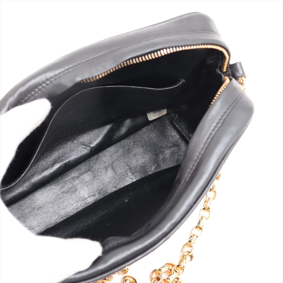 Matelassé Lambskin Chain Shoulder Bag with Fringe, Black with Gold Hardware, Item No. 3061730 (Serial No. 3) — view 6