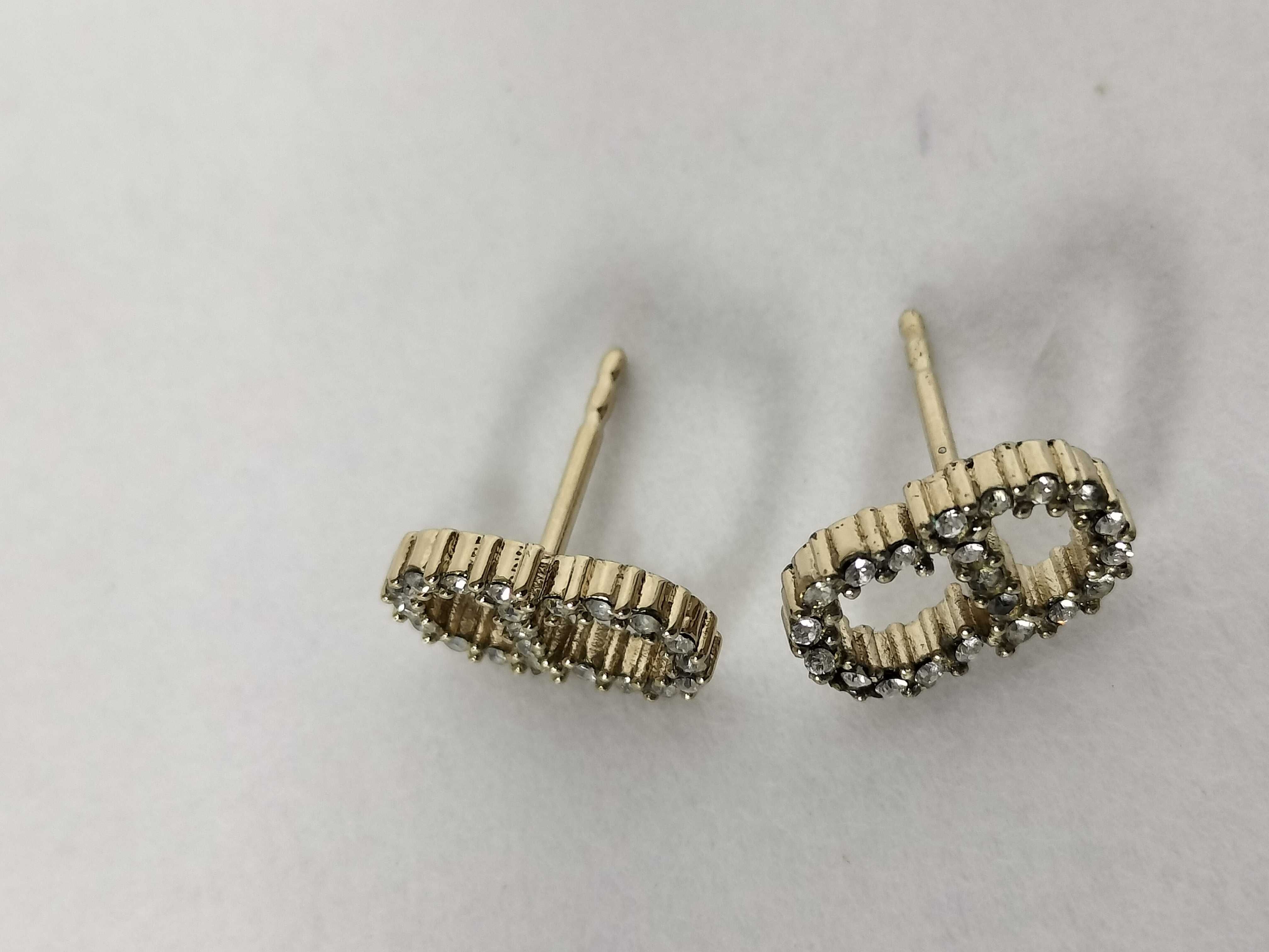 CD logo rhinestone earrings — view 6